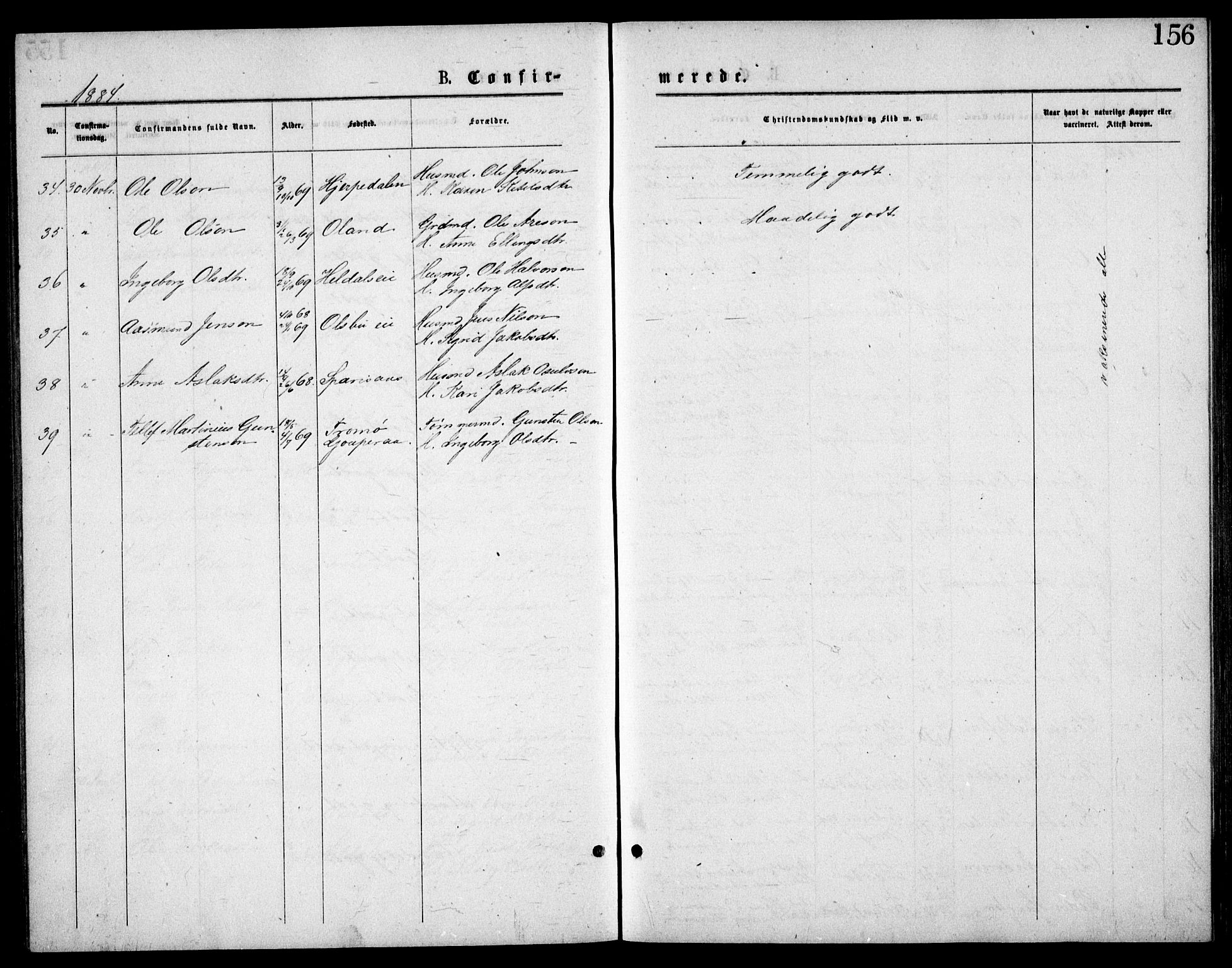 Froland sokneprestkontor, SAK/1111-0013/F/Fb/L0009: Parish register (copy) no. B 9, 1875-1893, p. 156
