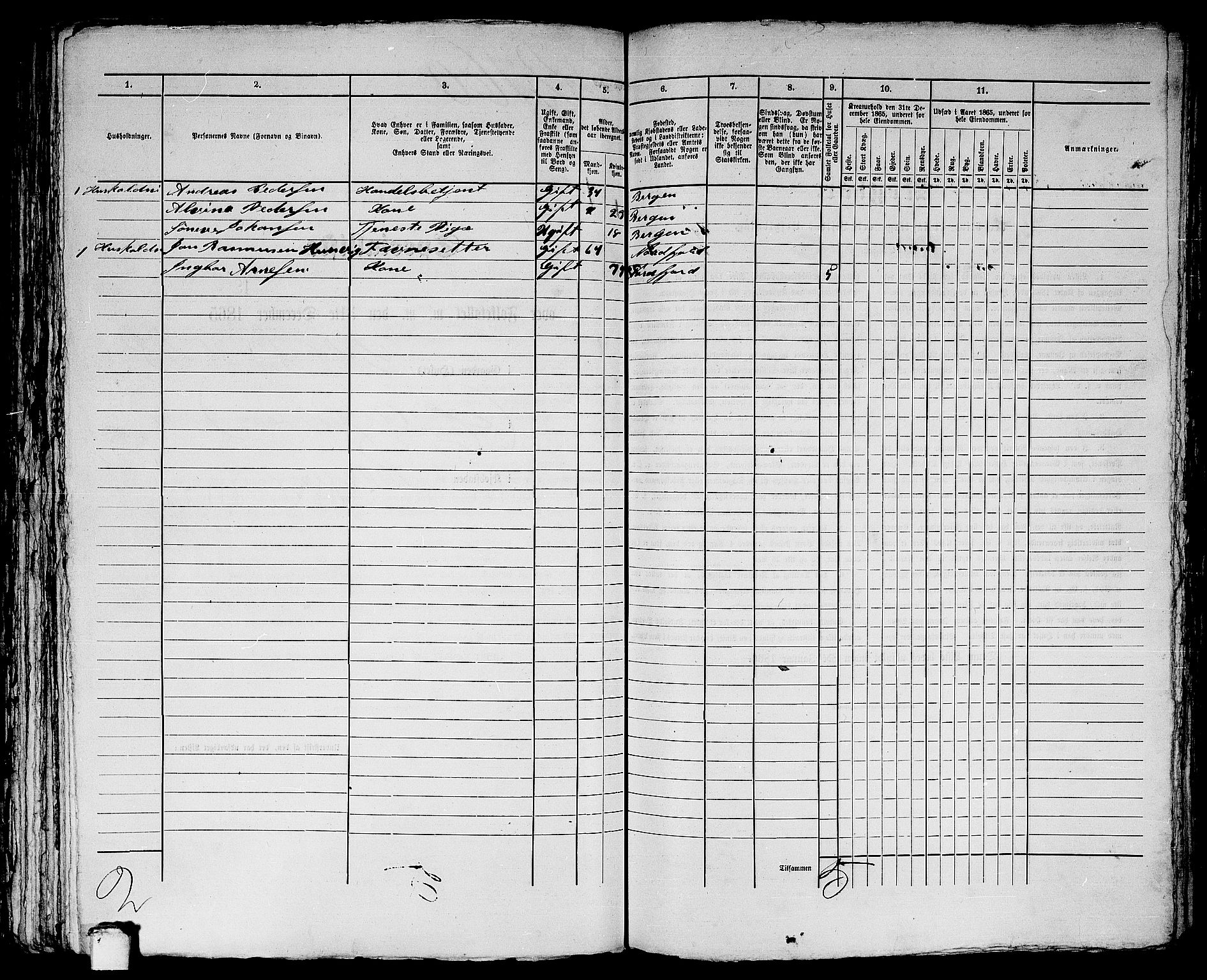 RA, 1865 census for Bergen, 1865, p. 4417