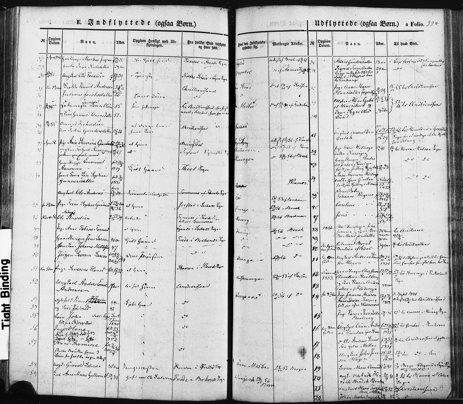 Oddernes sokneprestkontor, SAK/1111-0033/F/Fa/Faa/L0007: Parish register (official) no. A 7, 1851-1863, p. 224