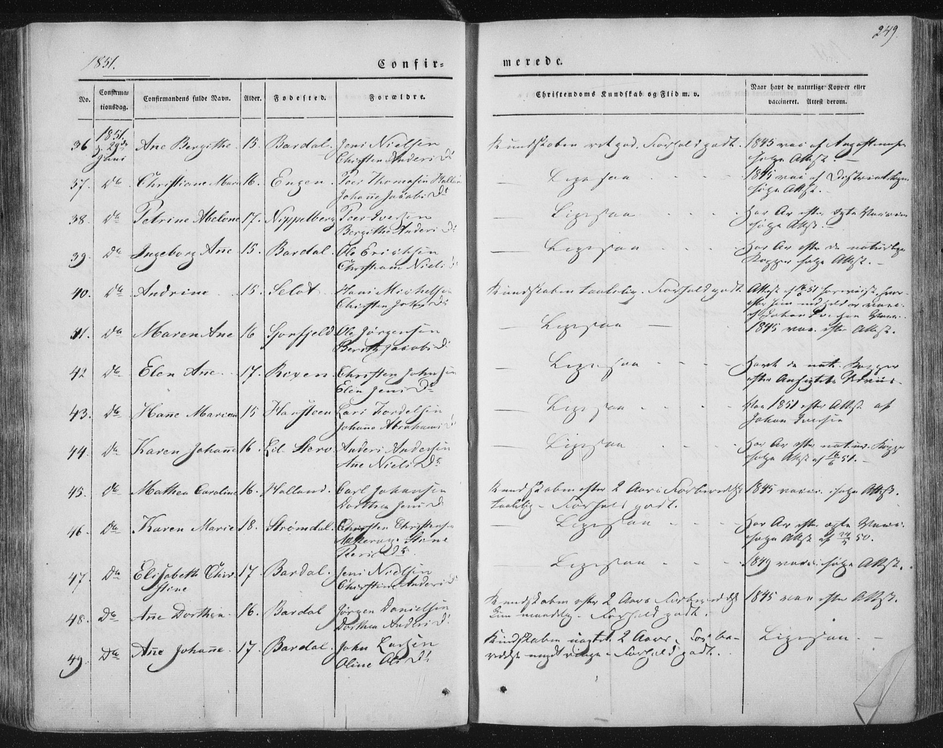 Ministerialprotokoller, klokkerbøker og fødselsregistre - Nordland, AV/SAT-A-1459/838/L0549: Parish register (official) no. 838A07, 1840-1854, p. 249