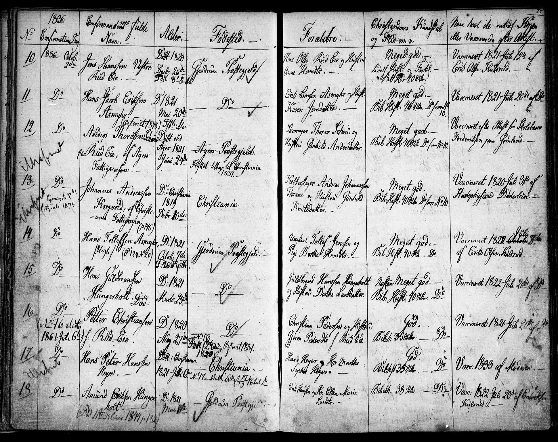 Gjerdrum prestekontor Kirkebøker, AV/SAO-A-10412b/F/Fa/L0005: Parish register (official) no. I 5, 1835-1845, p. 77