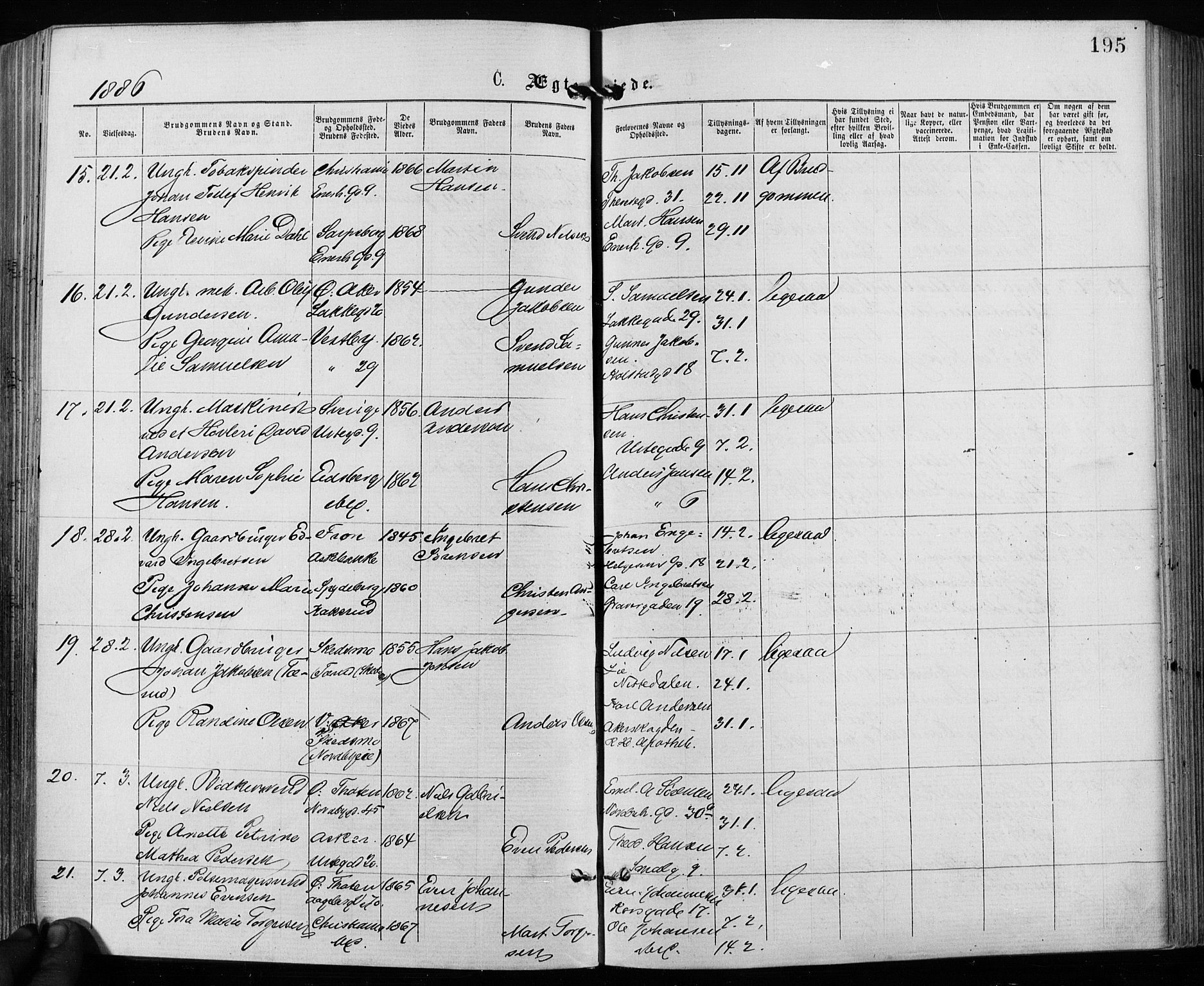 Grønland prestekontor Kirkebøker, AV/SAO-A-10848/F/Fa/L0006: Parish register (official) no. 6, 1877-1886, p. 195