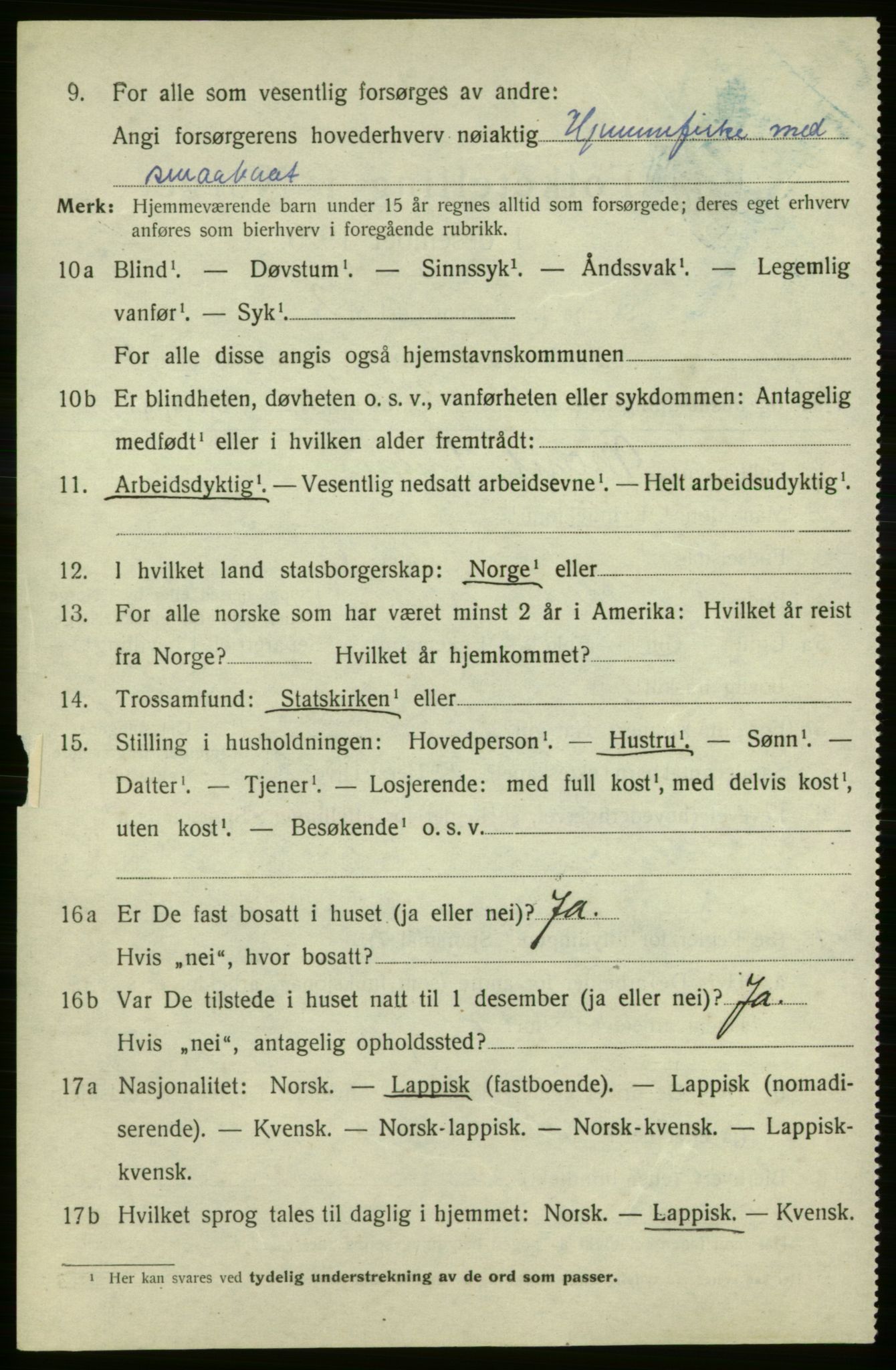 SATØ, 1920 census for Talvik, 1920, p. 3625