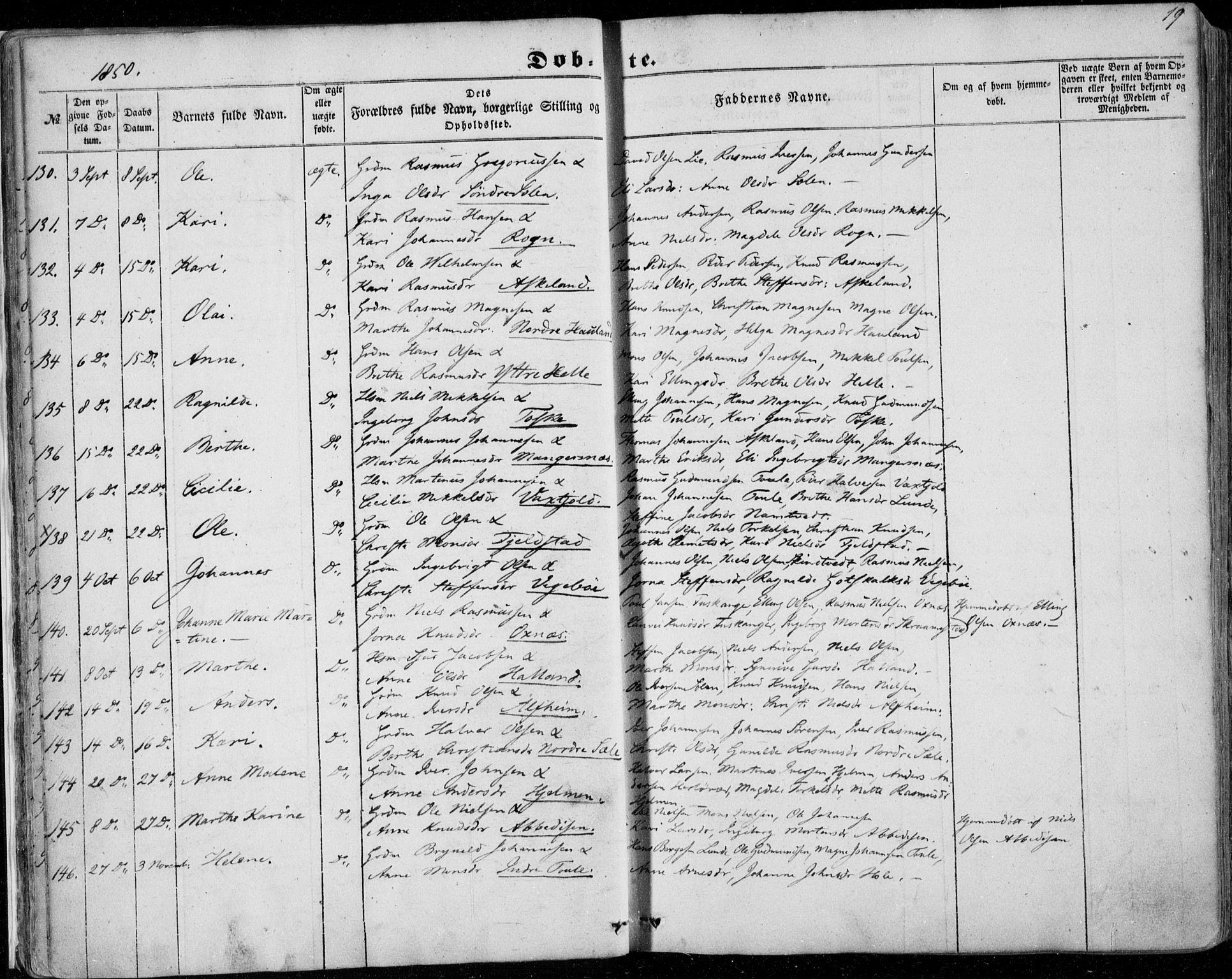 Manger sokneprestembete, AV/SAB-A-76801/H/Haa: Parish register (official) no. A 6, 1849-1859, p. 19