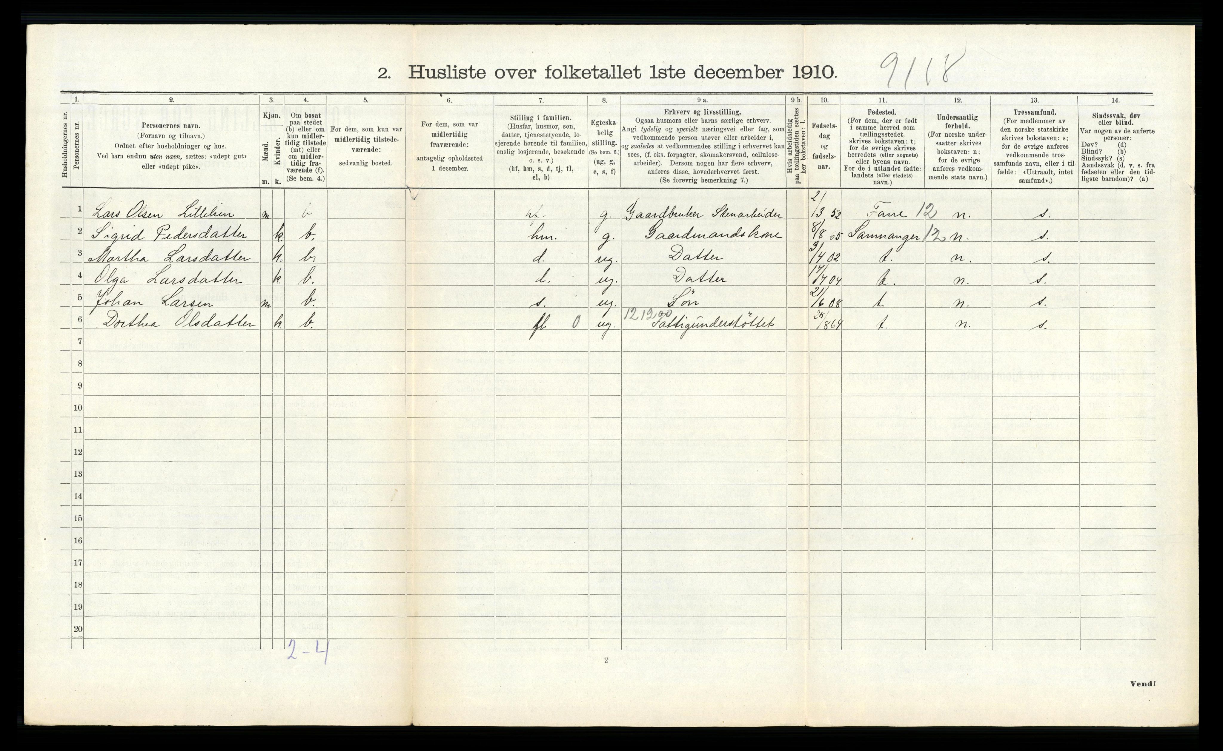 RA, 1910 census for Os, 1910, p. 579