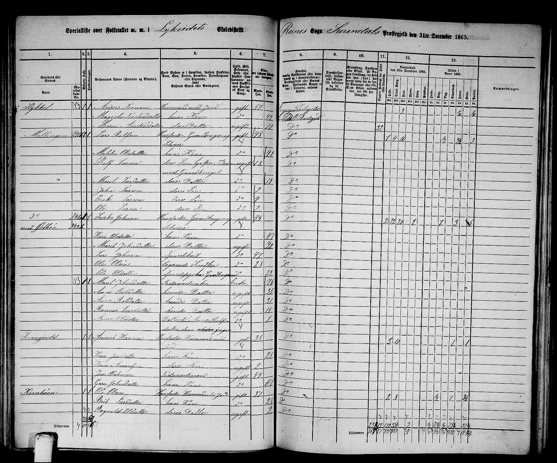 RA, 1865 census for Surnadal, 1865, p. 105