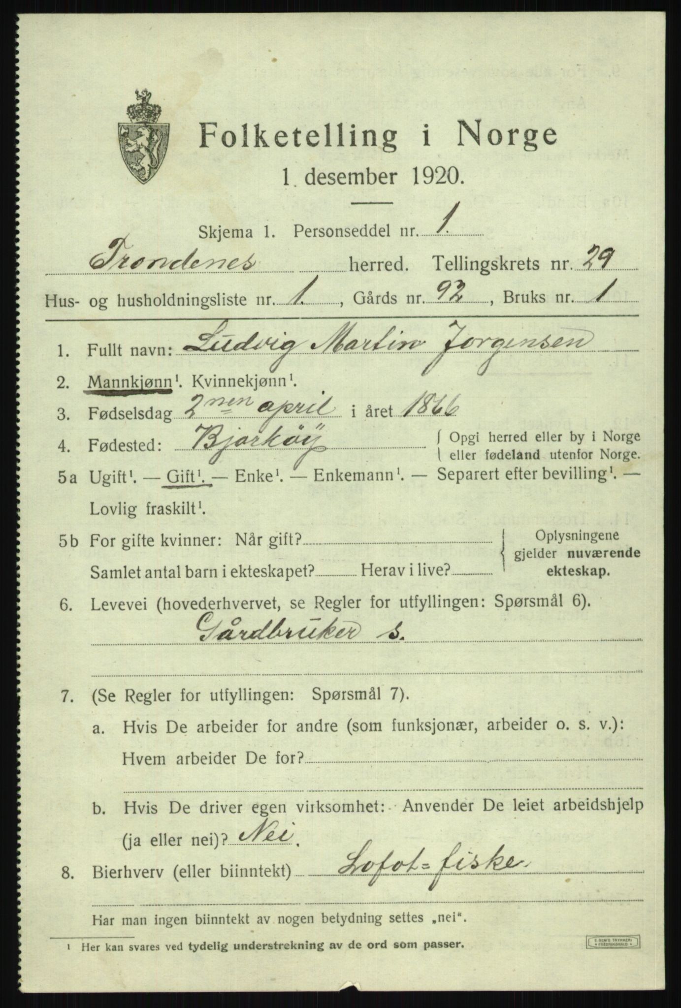 SATØ, 1920 census for Trondenes, 1920, p. 20805