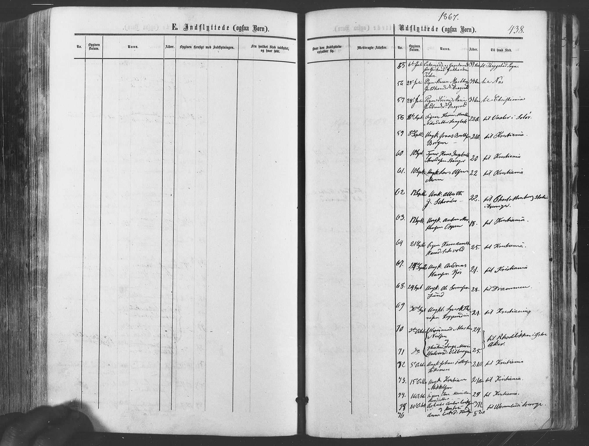 Ullensaker prestekontor Kirkebøker, AV/SAO-A-10236a/F/Fa/L0016: Parish register (official) no. I 16, 1863-1875, p. 438