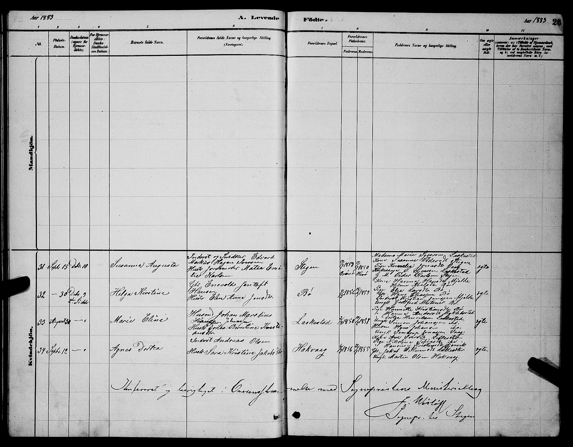 Ministerialprotokoller, klokkerbøker og fødselsregistre - Nordland, AV/SAT-A-1459/855/L0816: Parish register (copy) no. 855C05, 1879-1894, p. 26