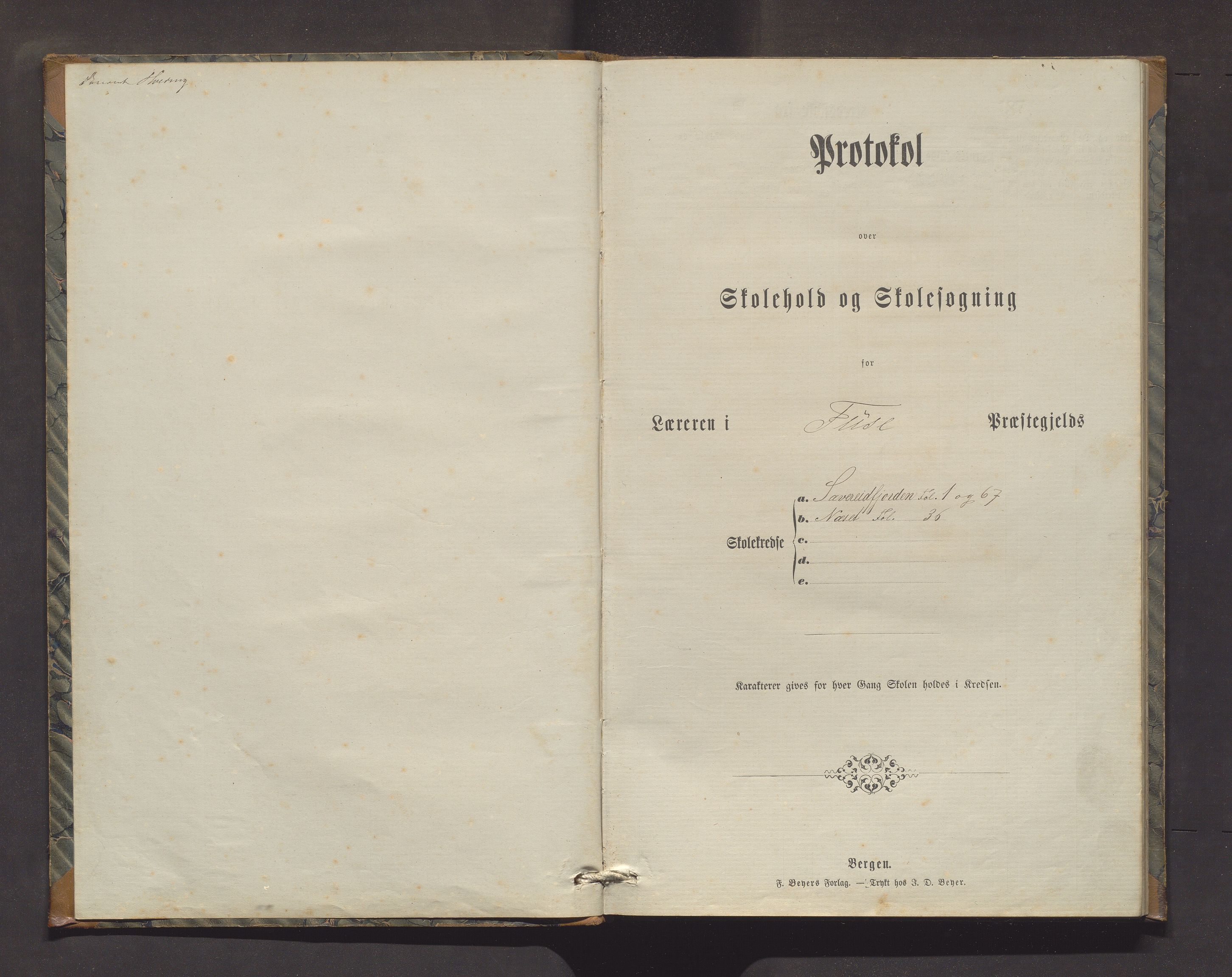 Strandvik kommune. Barneskulane, IKAH/1240-231/F/Fa/L0007: Skuleprotokoll for Sævareidfjorden og Næsset krinsar i Fusa prestegjeld, 1872-1884