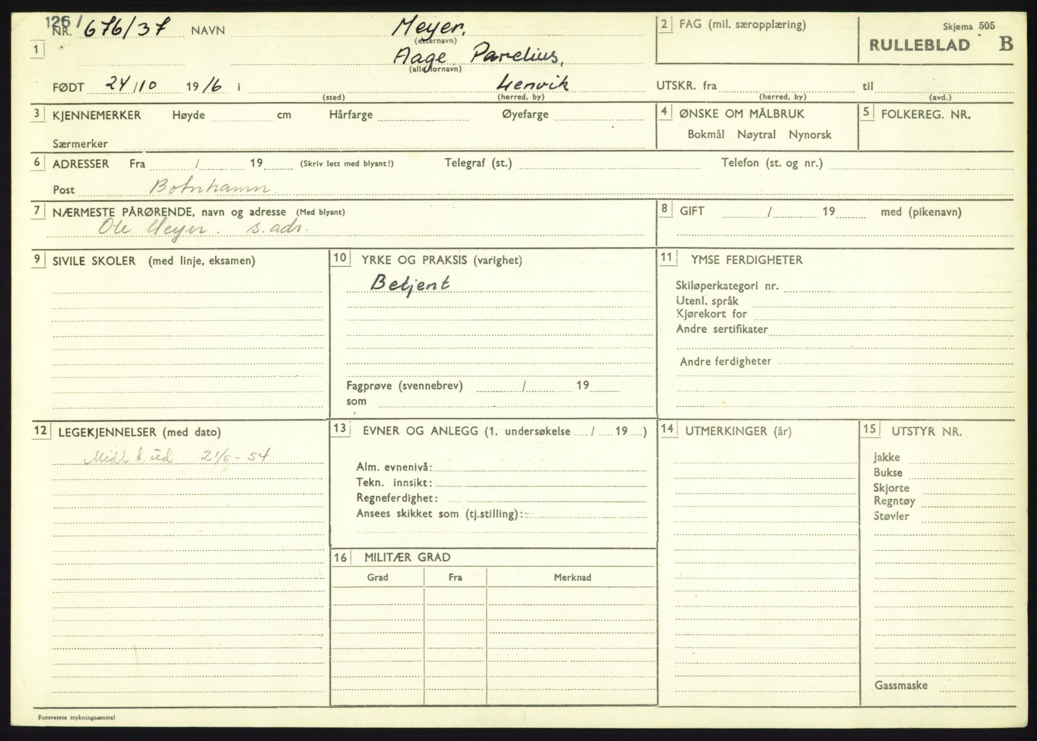 Forsvaret, Troms infanteriregiment nr. 16, AV/RA-RAFA-3146/P/Pa/L0021: Rulleblad for regimentets menige mannskaper, årsklasse 1937, 1937, p. 765