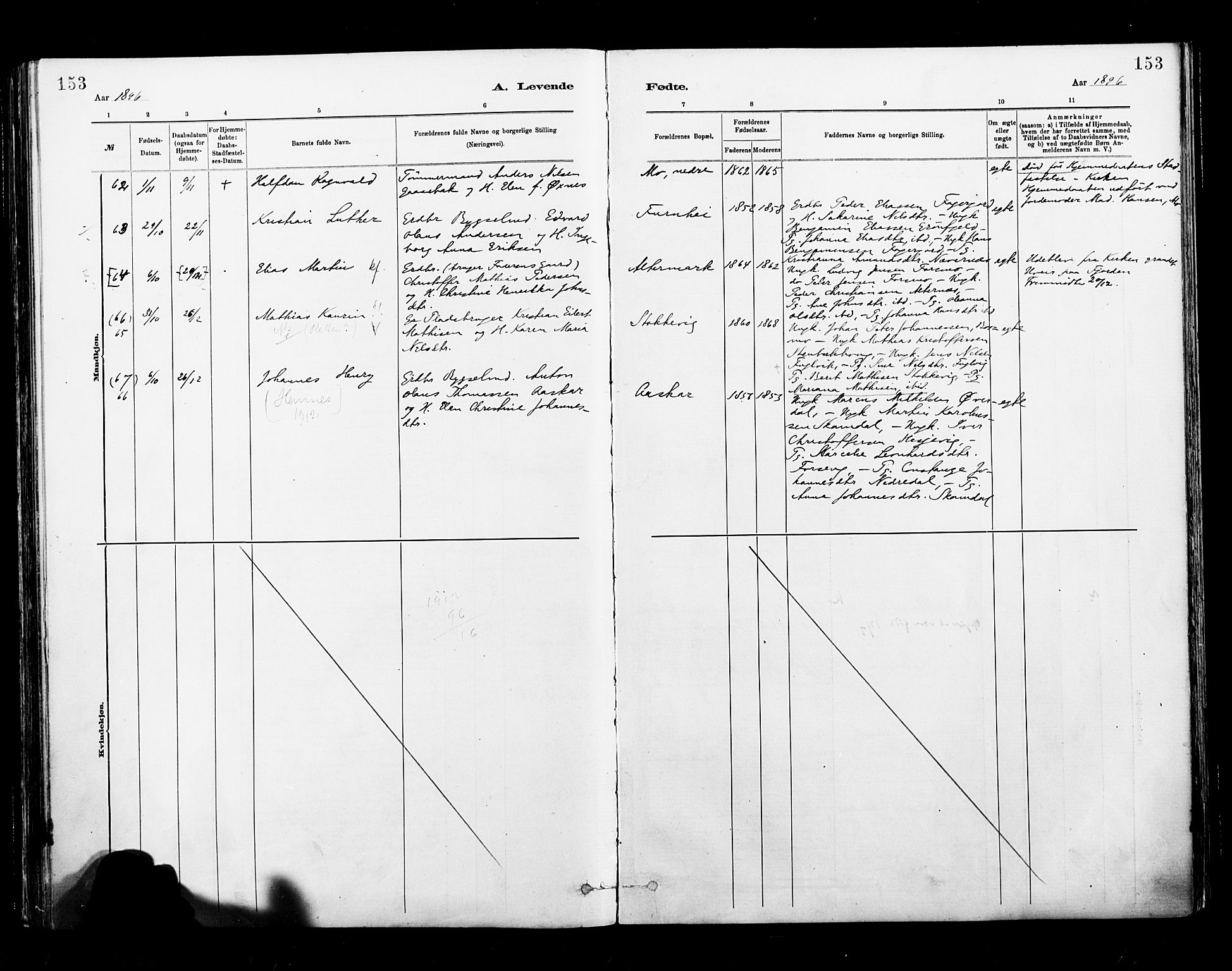 Ministerialprotokoller, klokkerbøker og fødselsregistre - Nordland, AV/SAT-A-1459/827/L0400: Parish register (official) no. 827A12, 1883-1903, p. 153