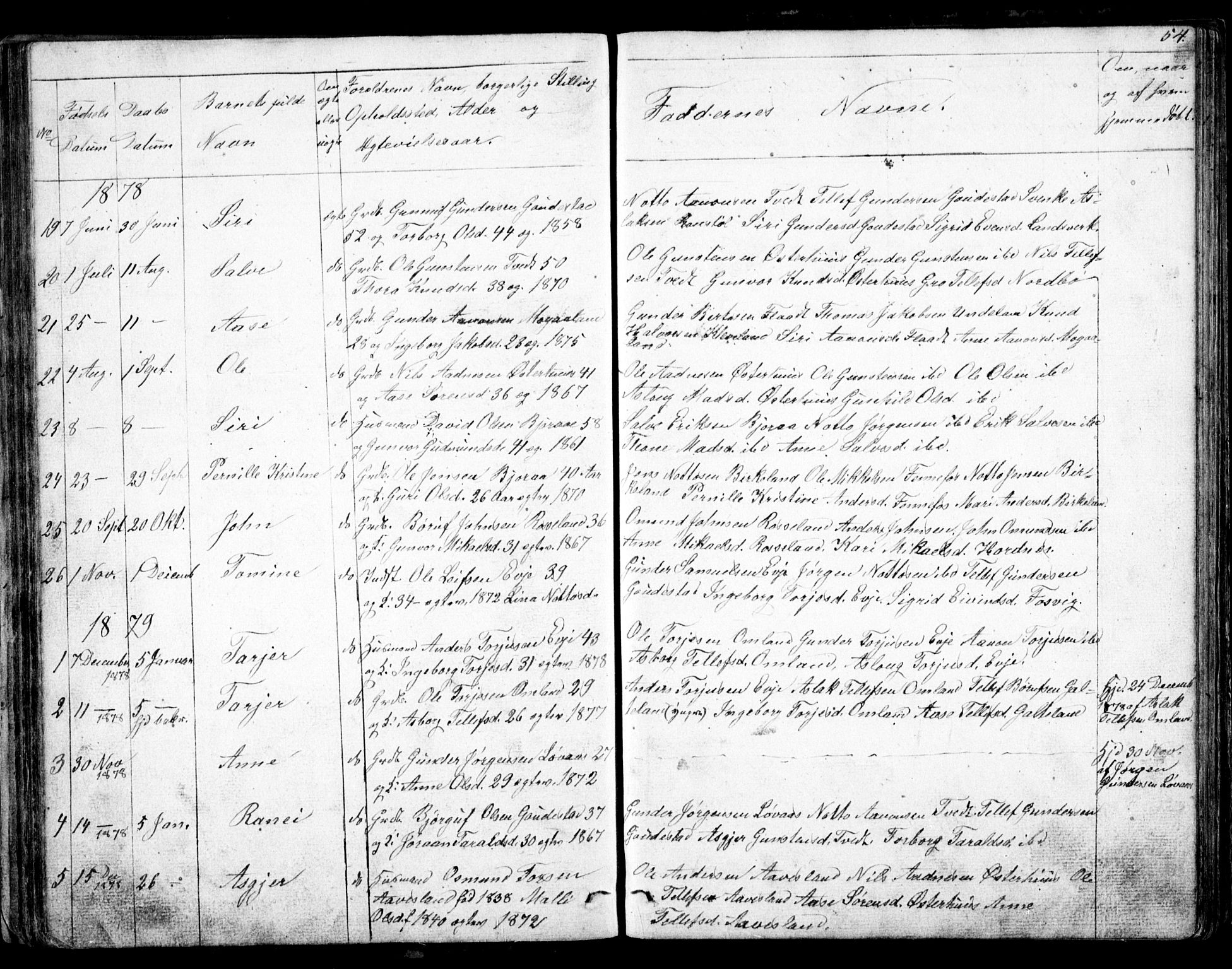 Evje sokneprestkontor, AV/SAK-1111-0008/F/Fb/Fba/L0002: Parish register (copy) no. B 2, 1849-1896, p. 54