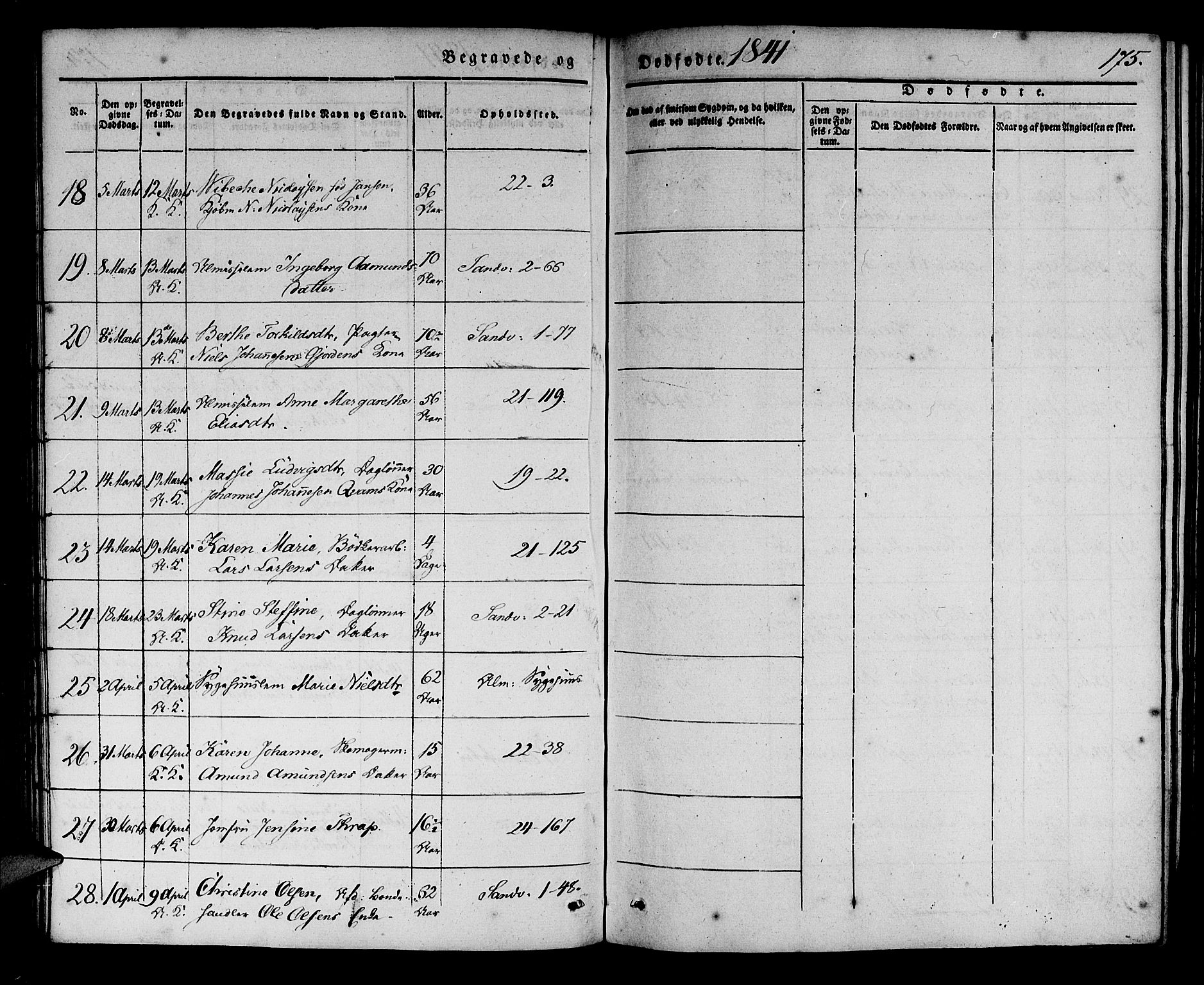 Korskirken sokneprestembete, AV/SAB-A-76101/H/Haa/L0043: Parish register (official) no. E 1, 1834-1848, p. 175