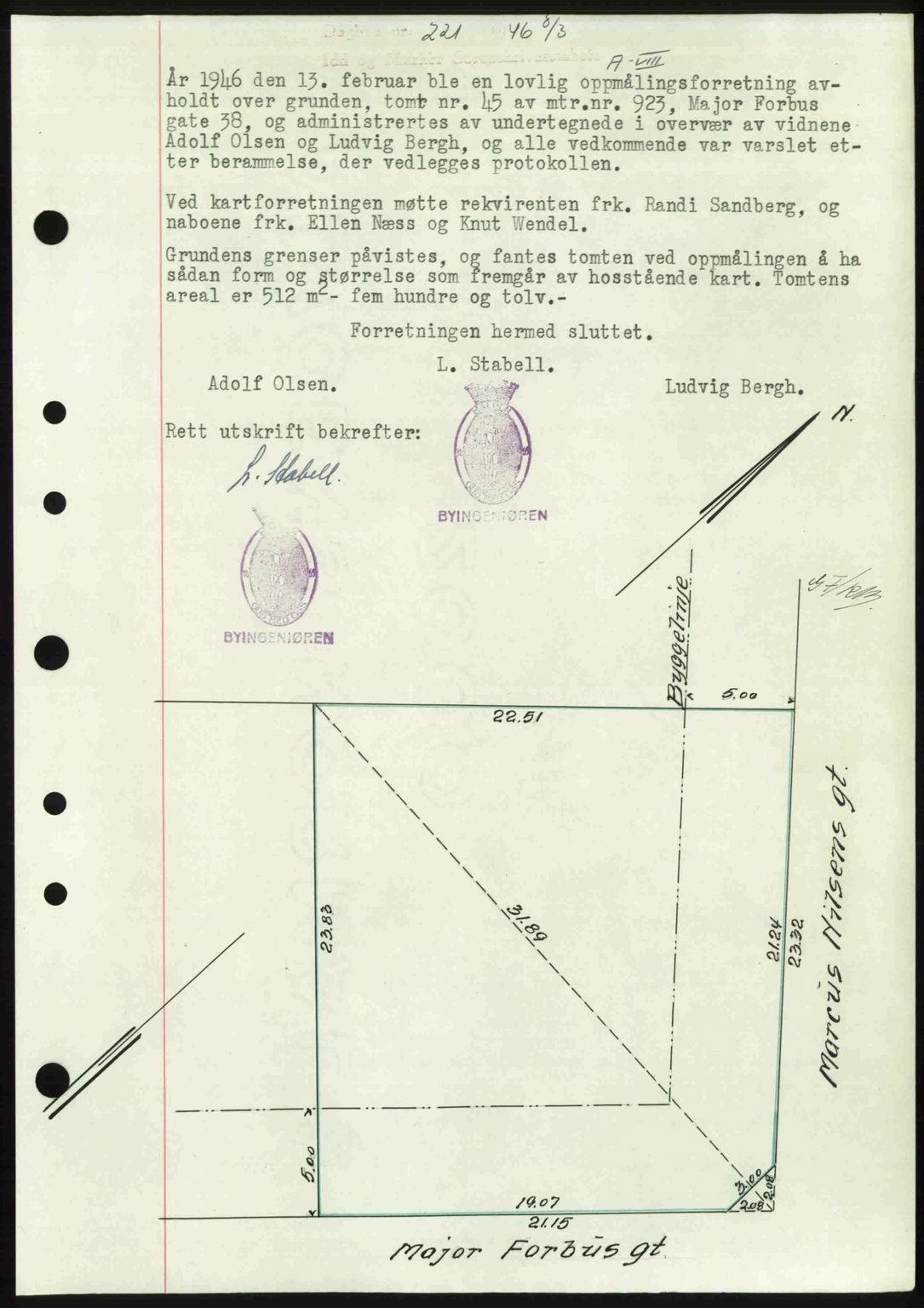 Idd og Marker sorenskriveri, AV/SAO-A-10283/G/Gb/Gbb/L0008: Mortgage book no. A8, 1946-1946, Diary no: : 221/1946