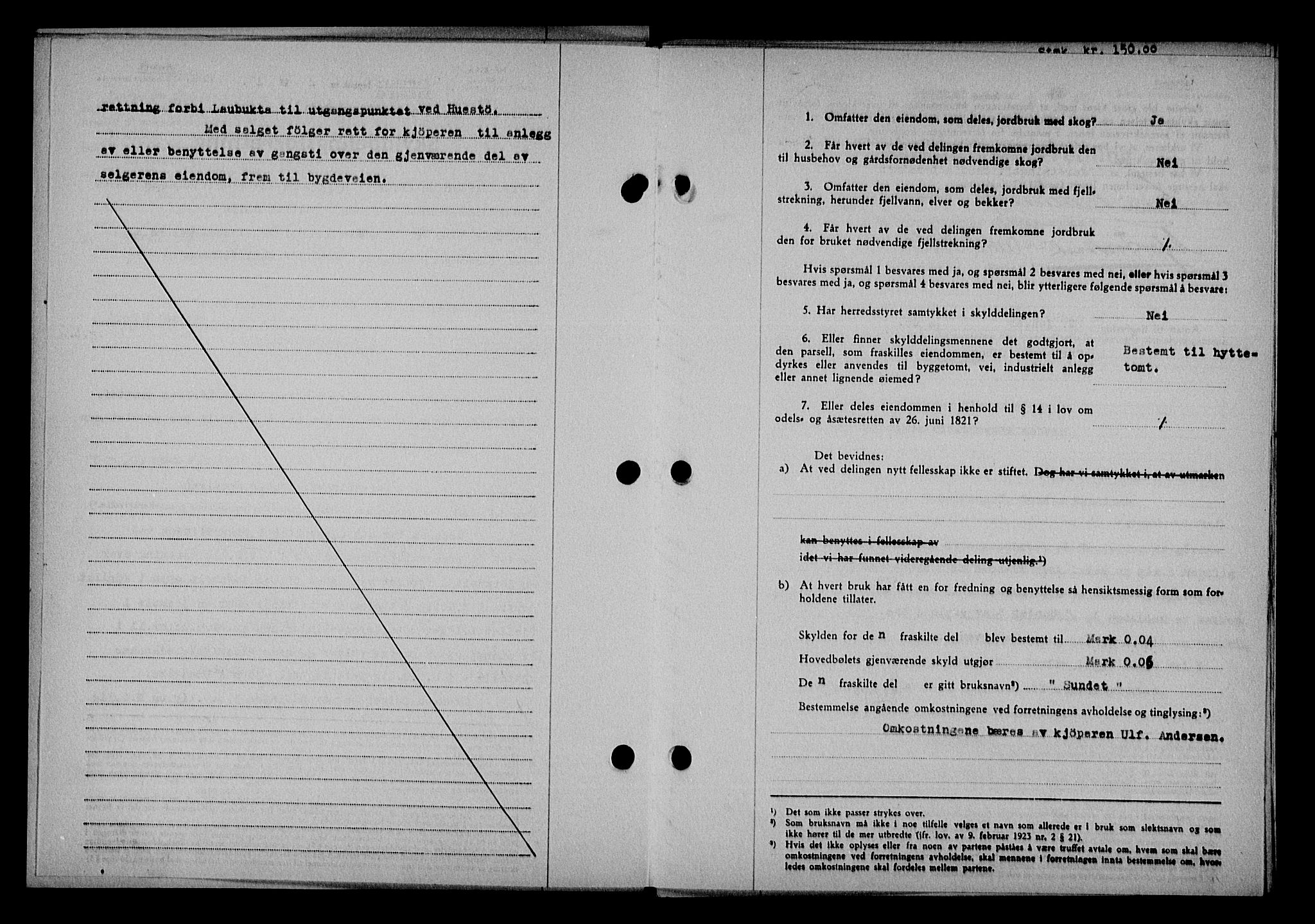 Vestre Nedenes/Sand sorenskriveri, SAK/1221-0010/G/Gb/Gba/L0053: Mortgage book no. A 6, 1944-1945, Diary no: : 4/1945