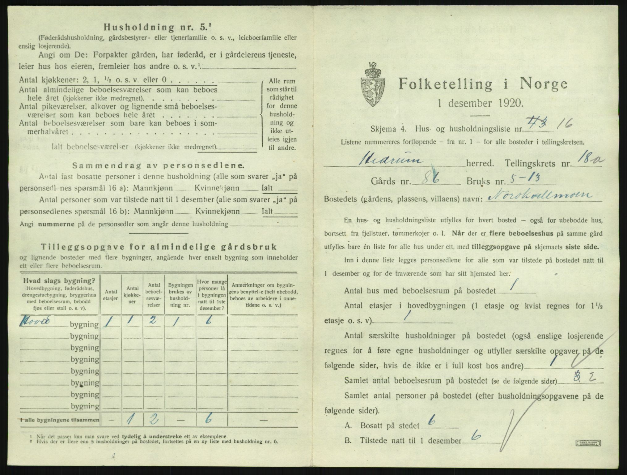 SAKO, 1920 census for Hedrum, 1920, p. 1595