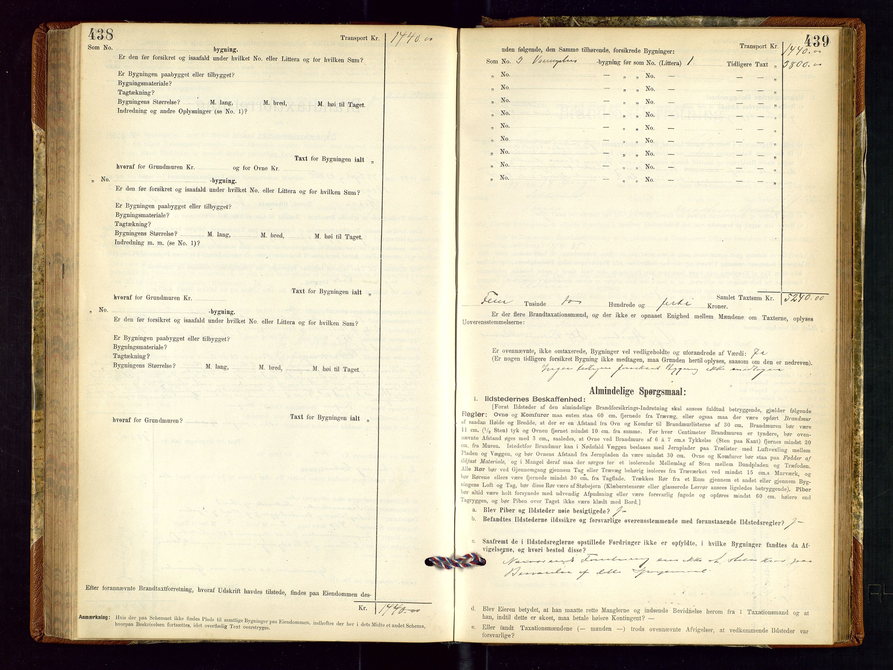 Torvestad lensmannskontor, AV/SAST-A-100307/1/Gob/L0001: "Brandtaxationsprotokol for Torvestad Lensmannsdistrikt", 1895-1904, p. 438-439