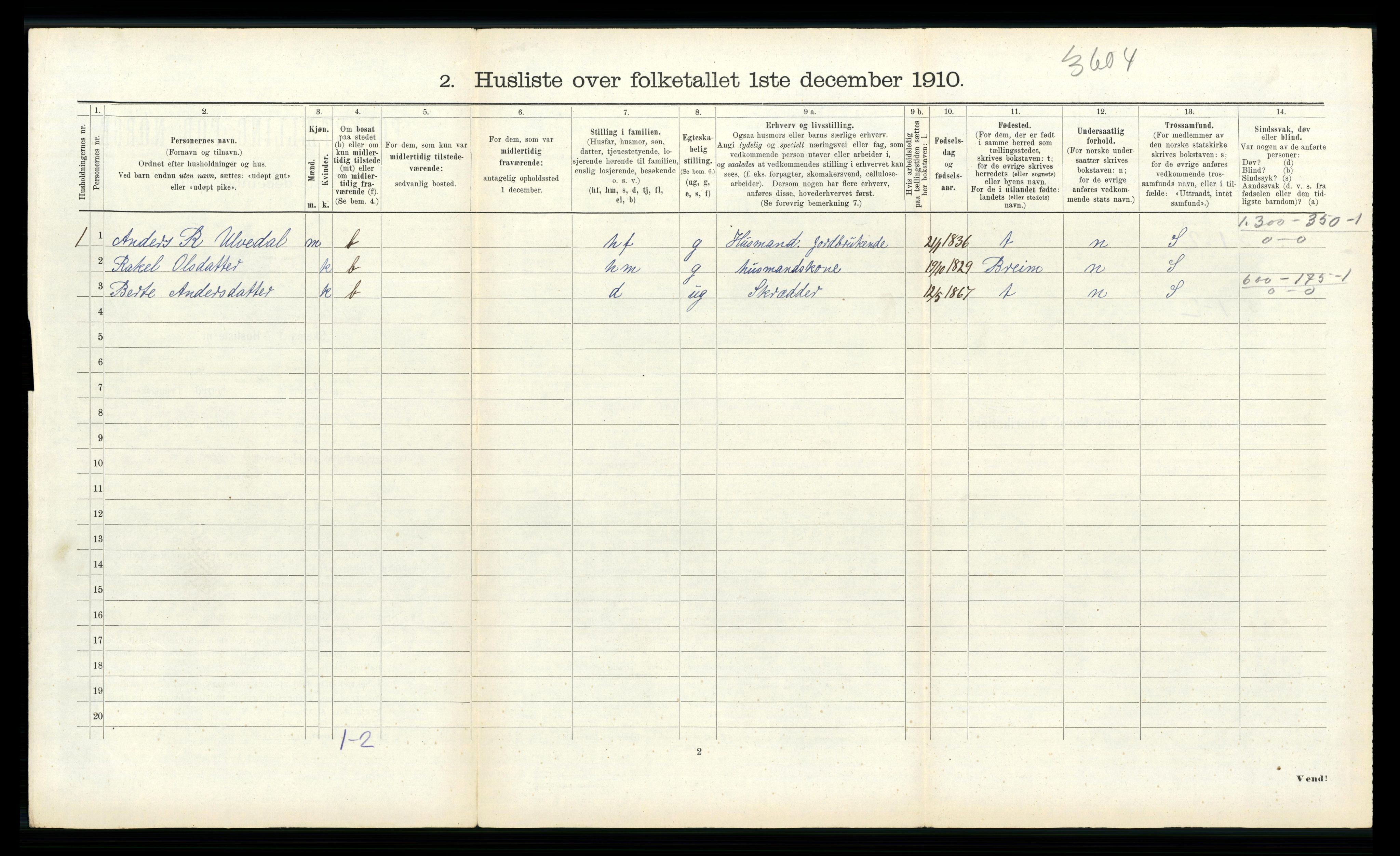 RA, 1910 census for Innvik, 1910, p. 179