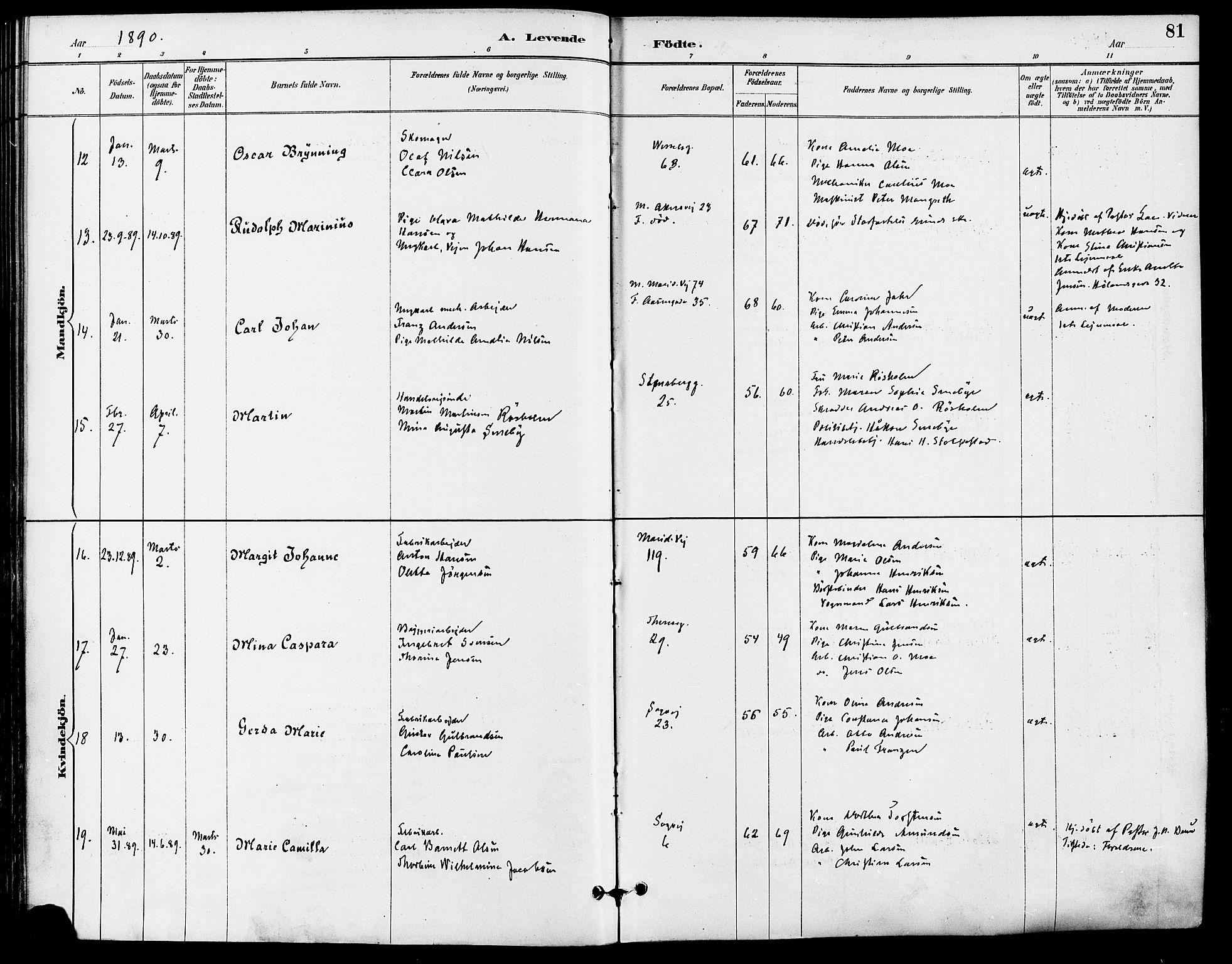 Gamle Aker prestekontor Kirkebøker, AV/SAO-A-10617a/F/L0008: Parish register (official) no. 8, 1887-1896, p. 81