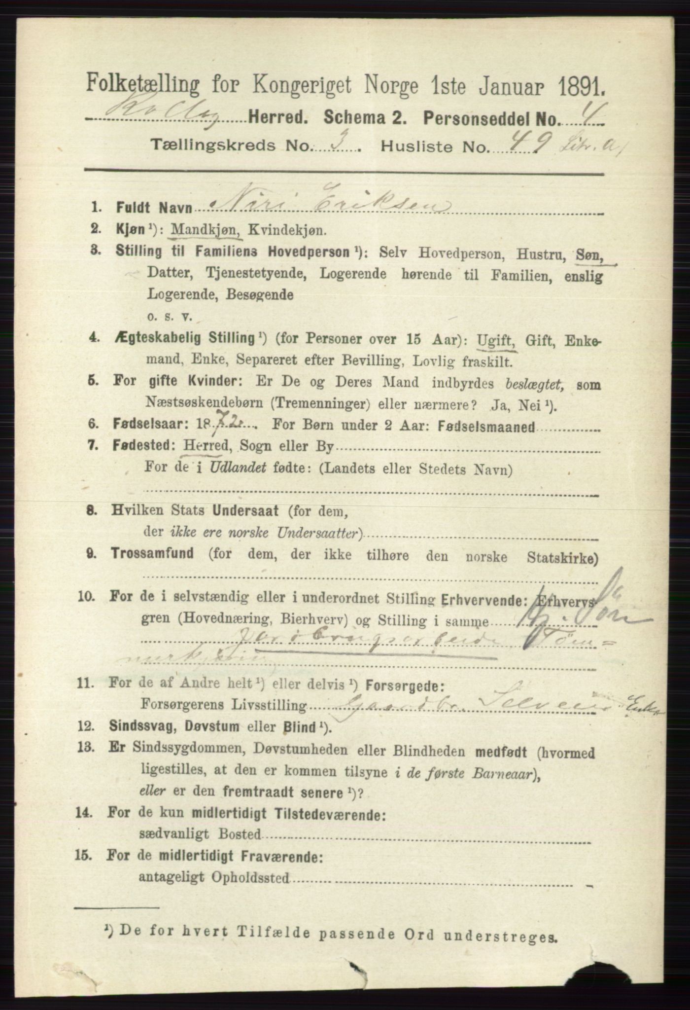 RA, 1891 census for 0632 Rollag, 1891, p. 1207