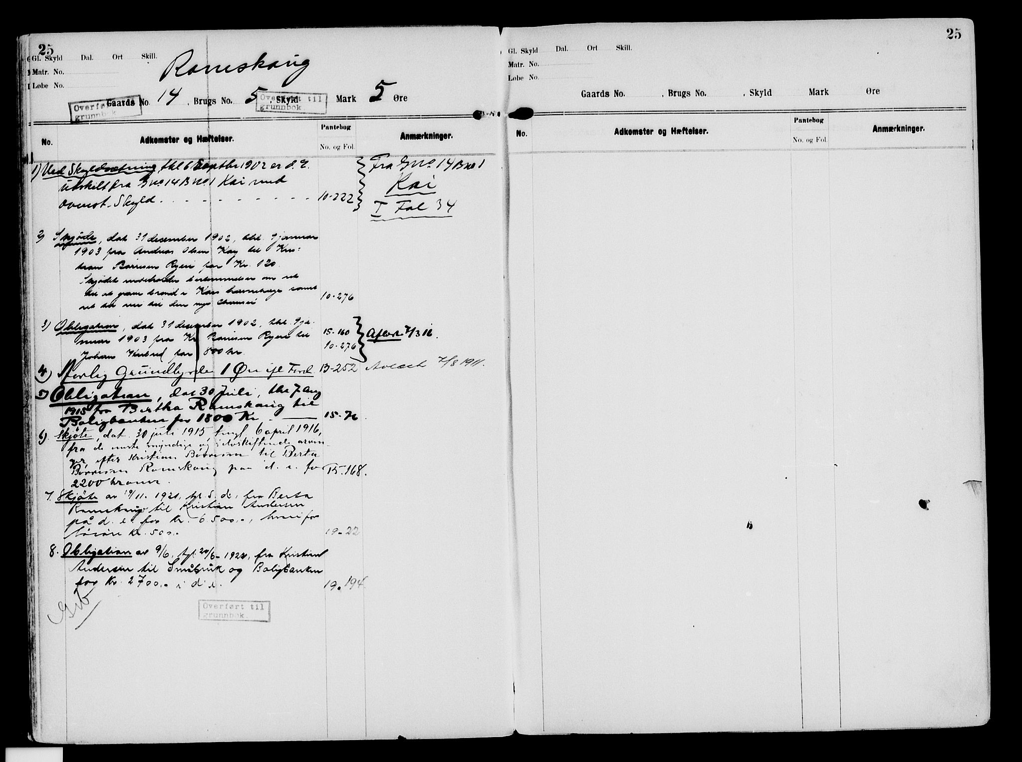 Nord-Hedmark sorenskriveri, SAH/TING-012/H/Ha/Had/Hade/L0003: Mortgage register no. 4.3, 1899-1940, p. 25
