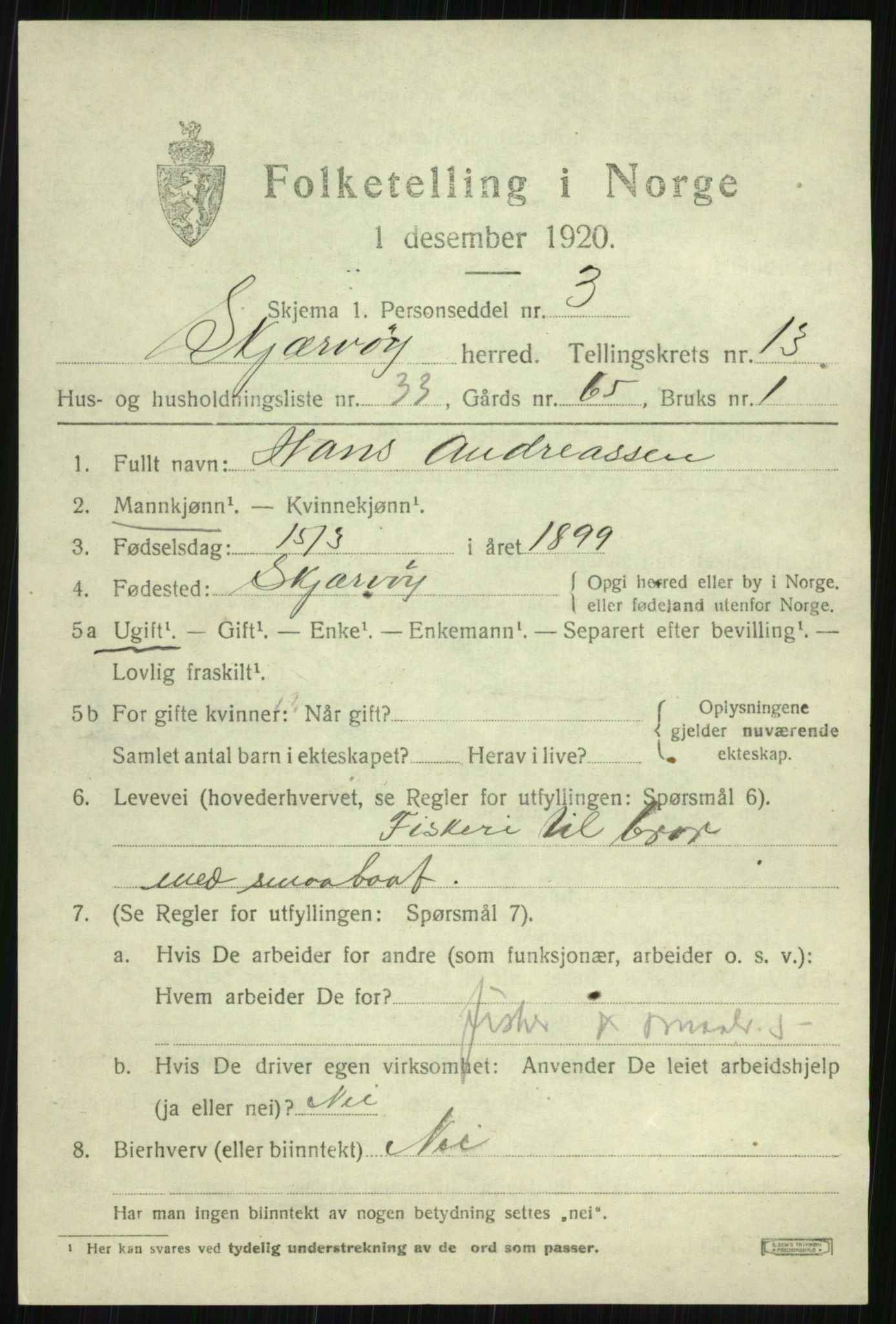 SATØ, 1920 census for Skjervøy, 1920, p. 6801