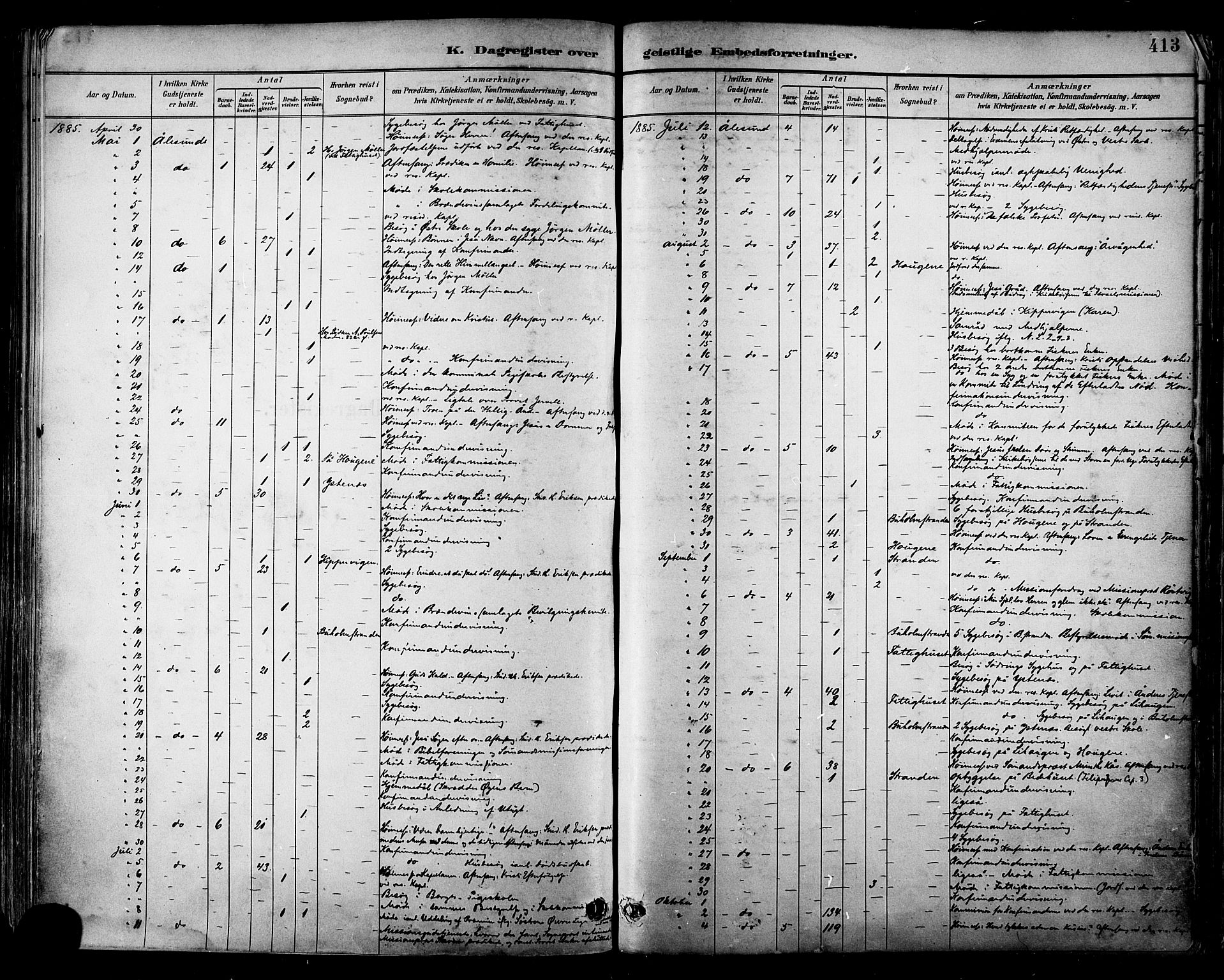 Ministerialprotokoller, klokkerbøker og fødselsregistre - Møre og Romsdal, AV/SAT-A-1454/529/L0455: Parish register (official) no. 529A05, 1885-1893, p. 413