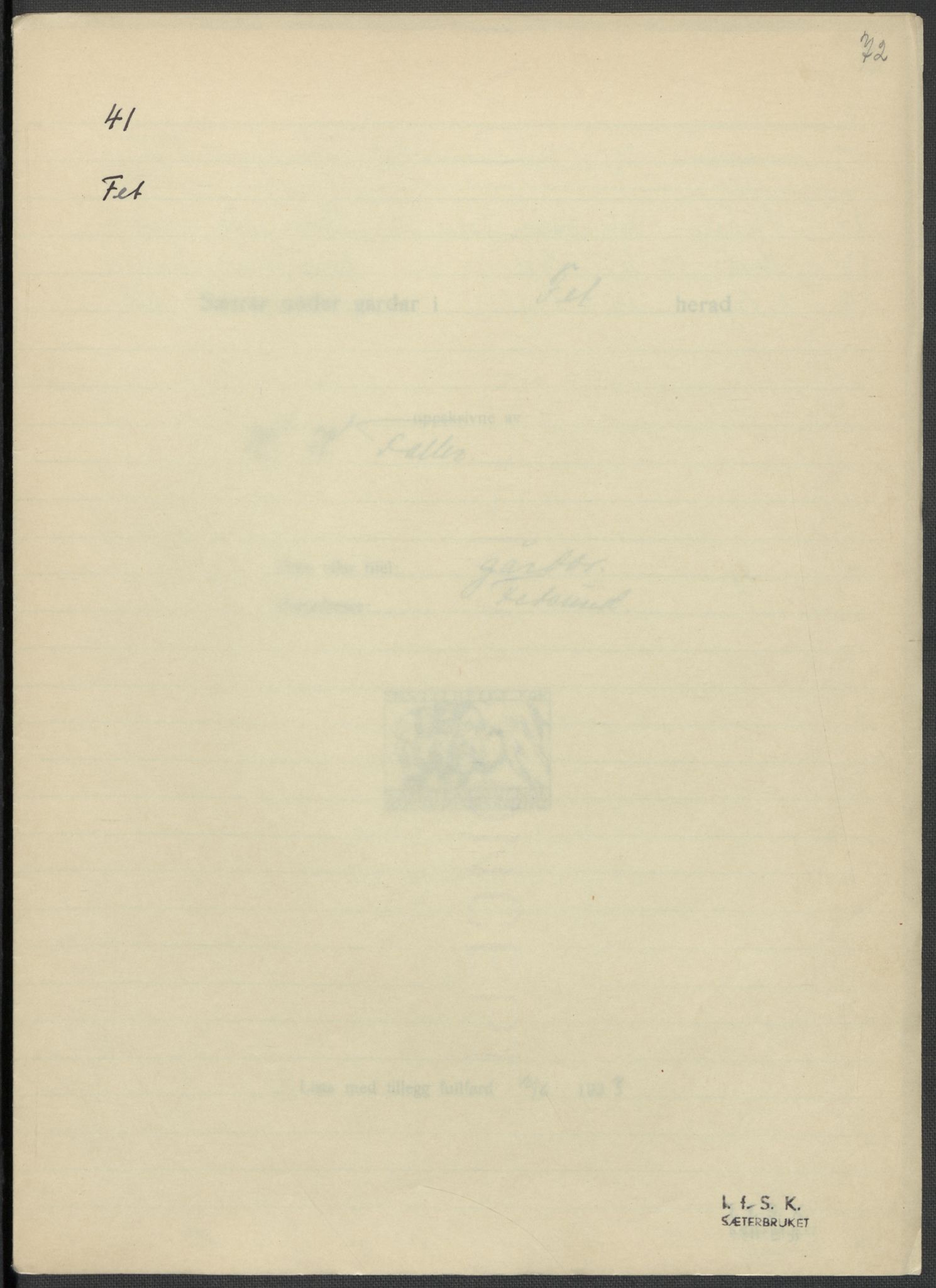 Instituttet for sammenlignende kulturforskning, AV/RA-PA-0424/F/Fc/L0002/0002: Eske B2: / Akershus (perm II), 1932-1936, p. 72