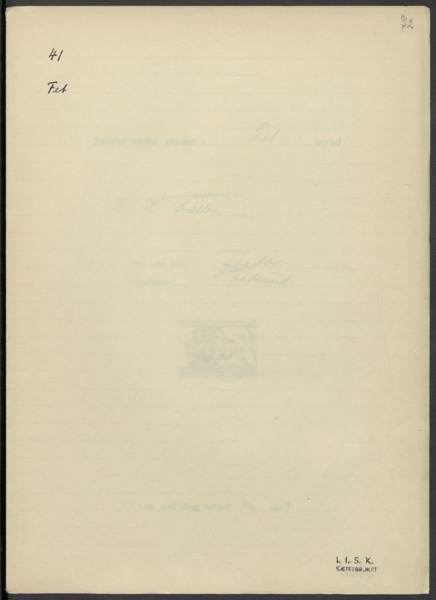 Instituttet for sammenlignende kulturforskning, RA/PA-0424/F/Fc/L0002/0002: Eske B2: / Akershus (perm II), 1932-1936, p. 72