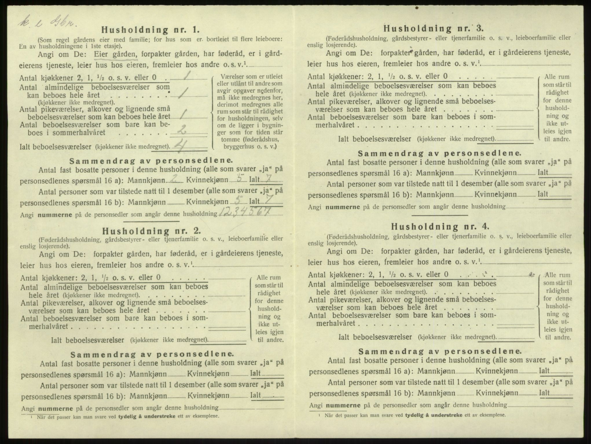 SAB, 1920 census for Brekke, 1920, p. 102