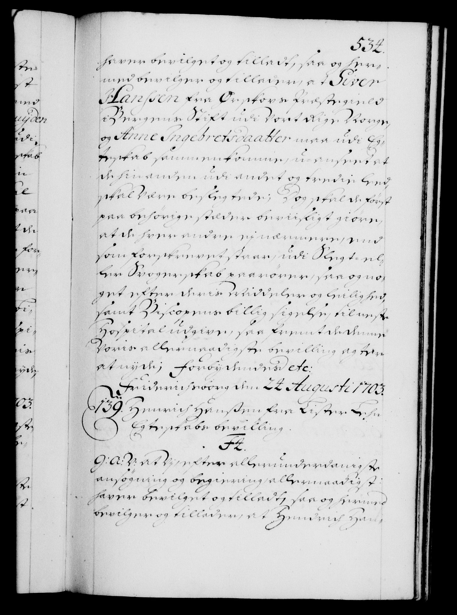 Danske Kanselli 1572-1799, RA/EA-3023/F/Fc/Fca/Fcaa/L0018: Norske registre, 1699-1703, p. 534a