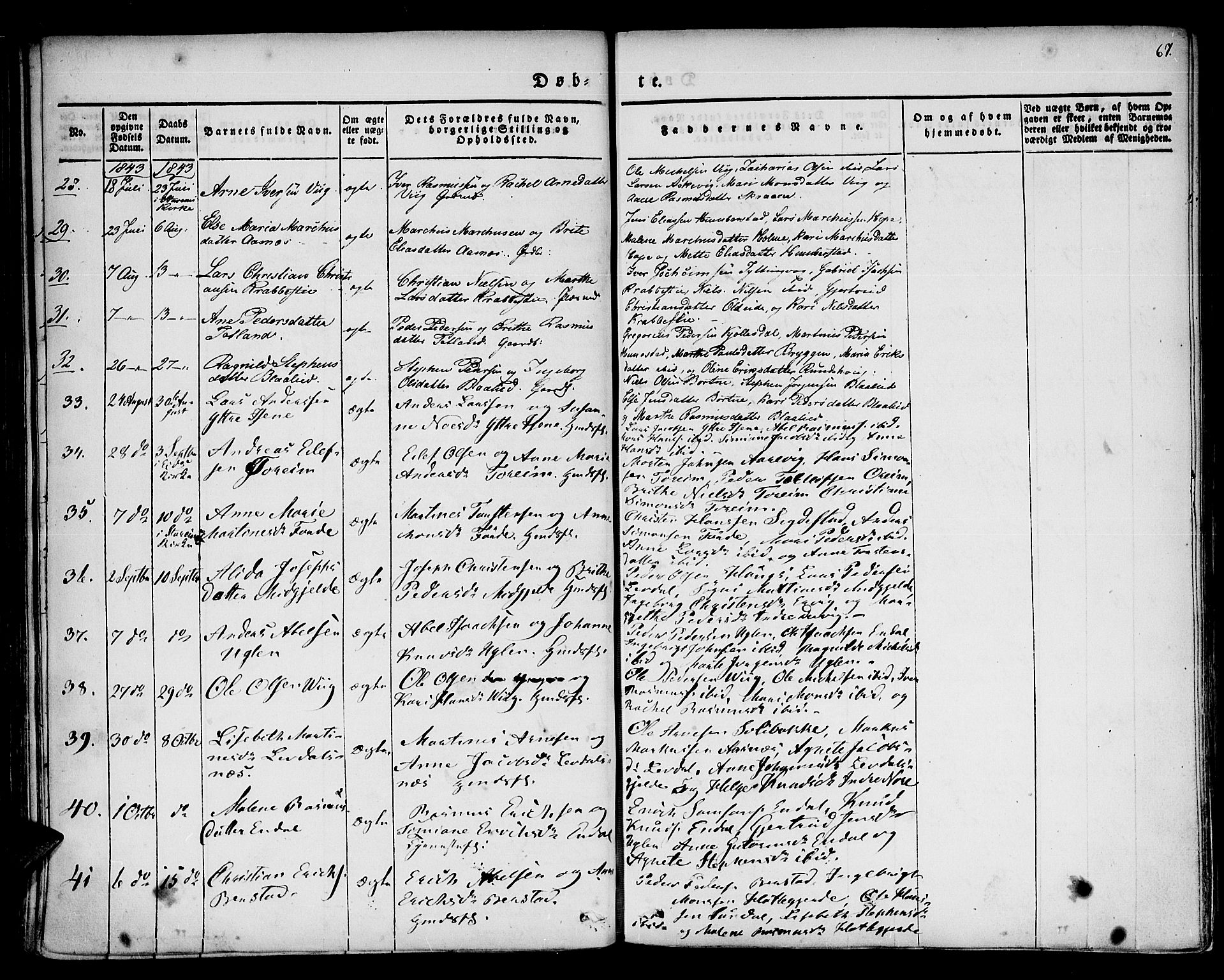 Davik sokneprestembete, AV/SAB-A-79701/H/Haa/Haaa/L0004: Parish register (official) no. A 4, 1830-1849, p. 67