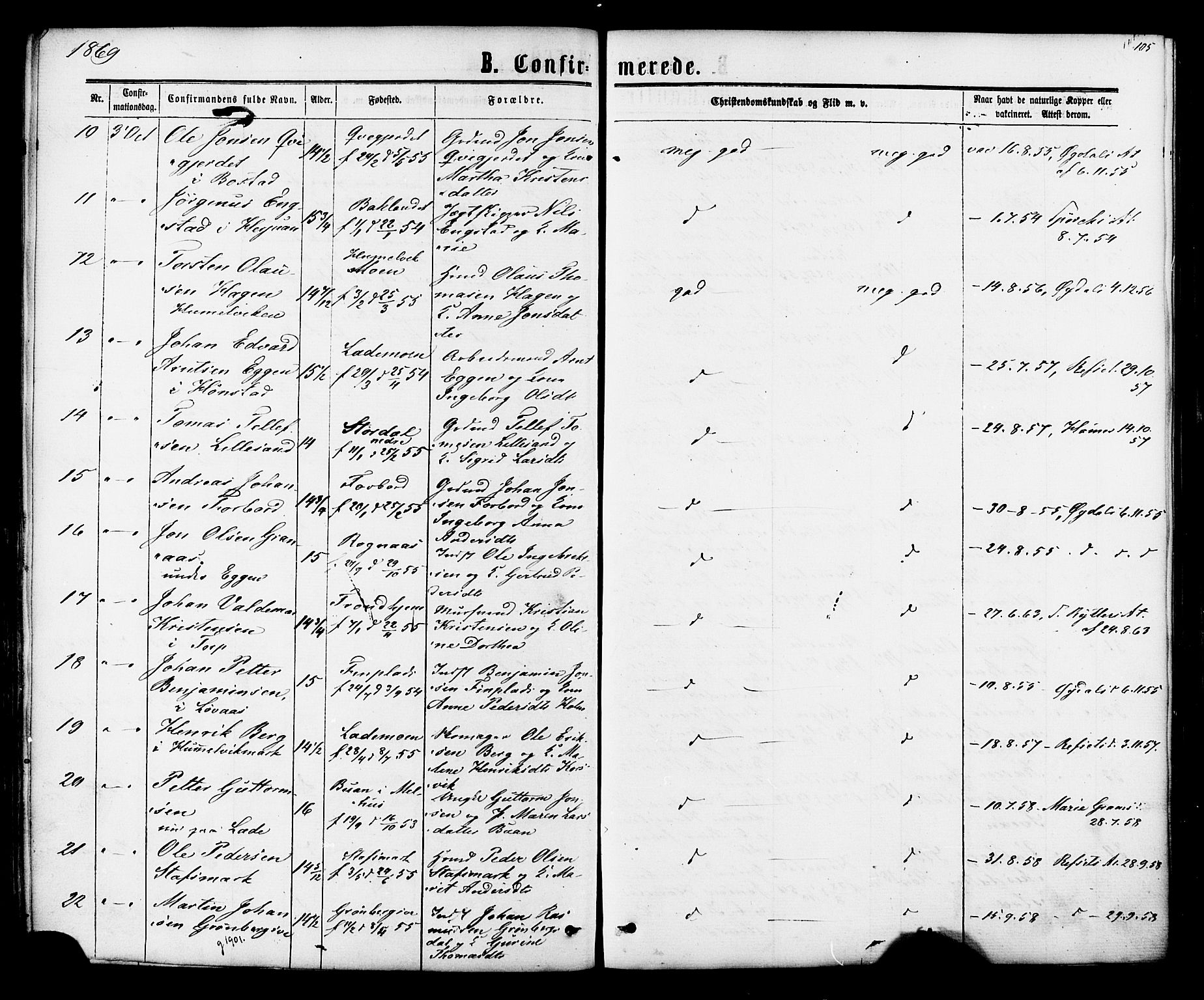 Ministerialprotokoller, klokkerbøker og fødselsregistre - Sør-Trøndelag, SAT/A-1456/616/L0409: Parish register (official) no. 616A06, 1865-1877, p. 105
