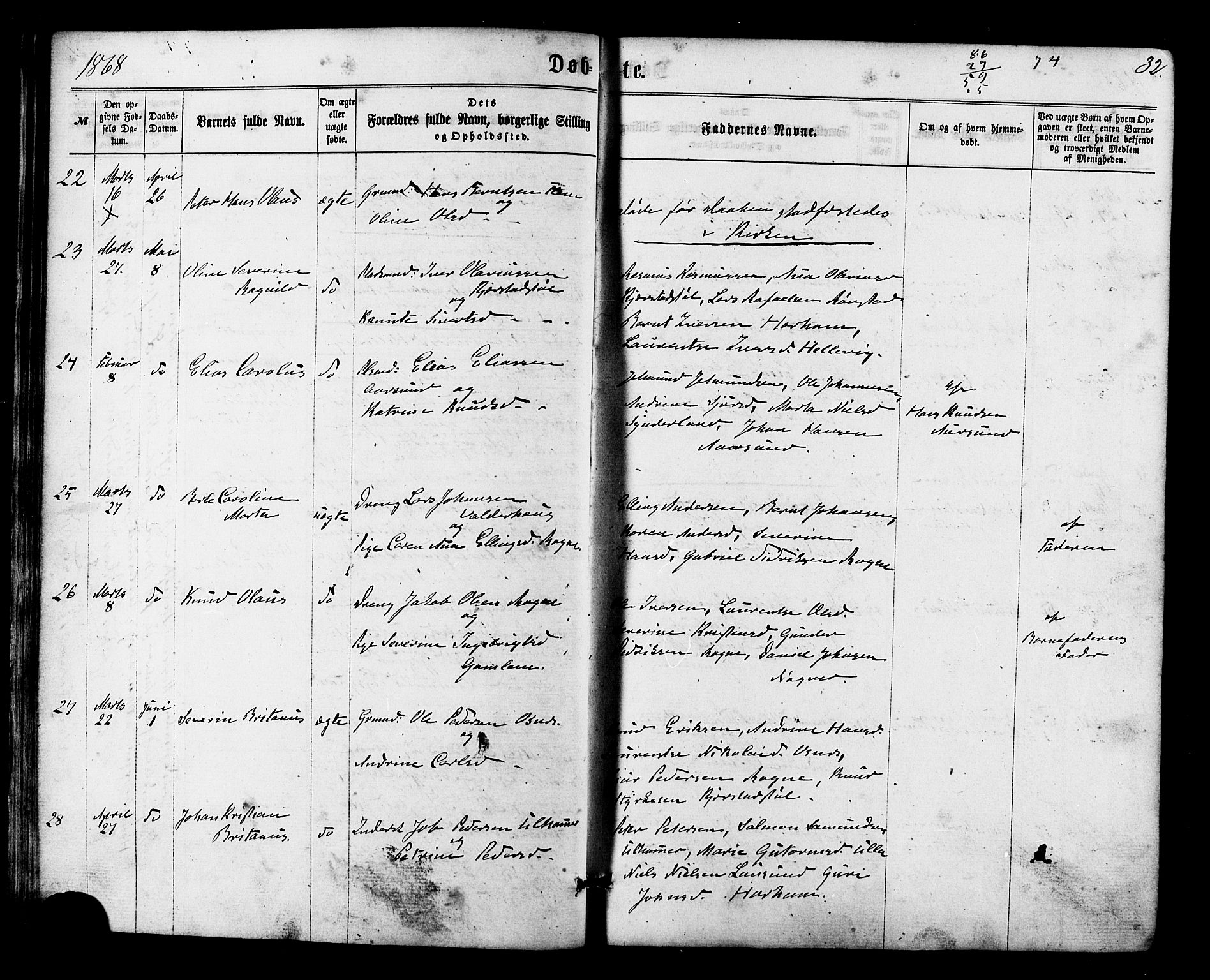 Ministerialprotokoller, klokkerbøker og fødselsregistre - Møre og Romsdal, AV/SAT-A-1454/536/L0498: Parish register (official) no. 536A07, 1862-1875, p. 32