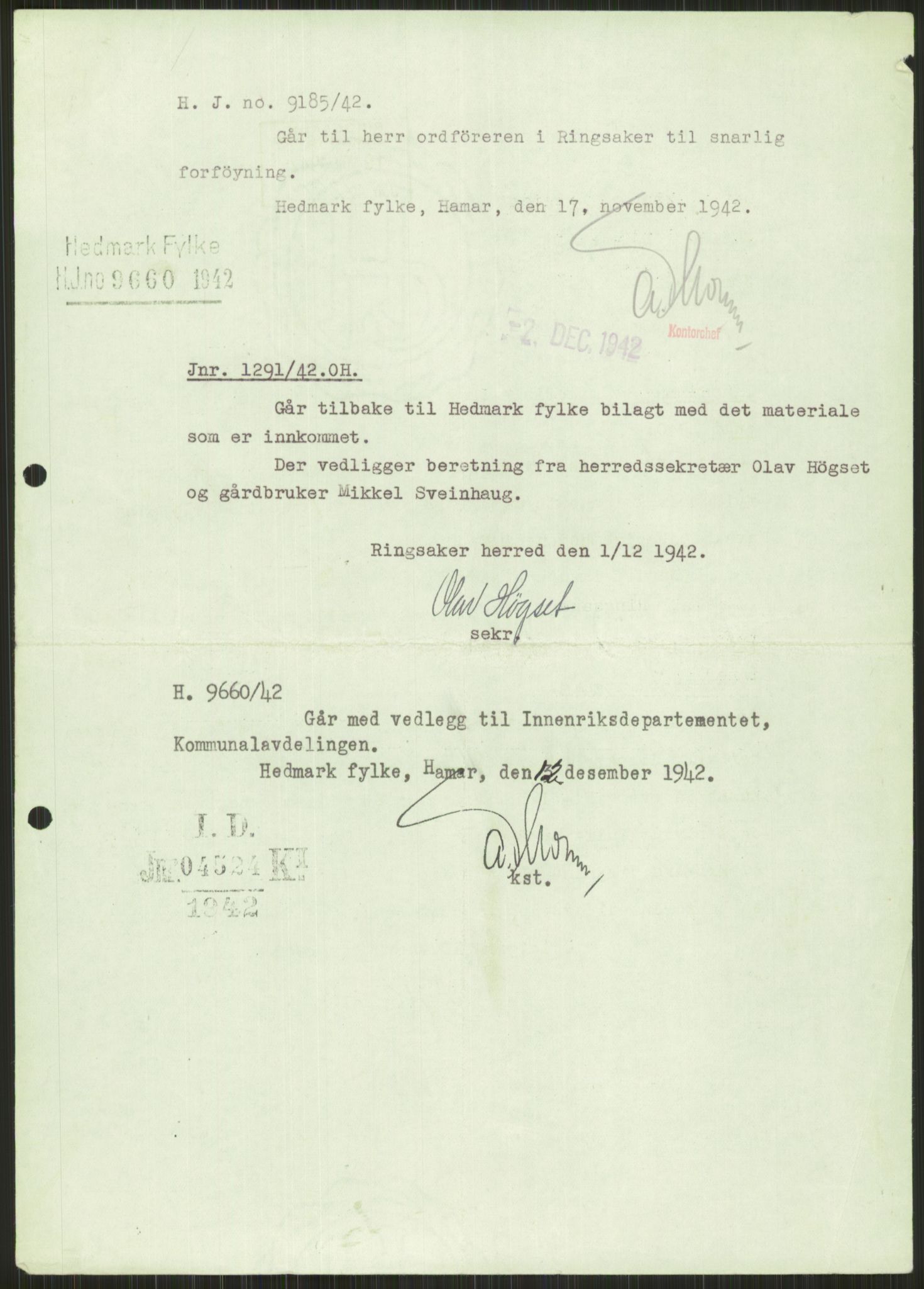 Forsvaret, Forsvarets krigshistoriske avdeling, AV/RA-RAFA-2017/Y/Ya/L0013: II-C-11-31 - Fylkesmenn.  Rapporter om krigsbegivenhetene 1940., 1940, p. 970