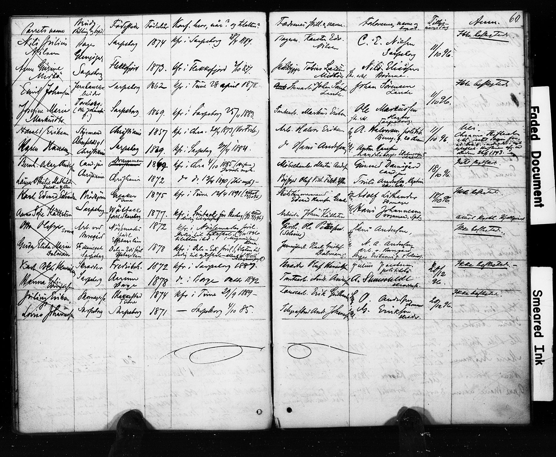 Sarpsborg prestekontor Kirkebøker, AV/SAO-A-2006/H/Ha/L0001: Banns register no. 1, 1859-1904, p. 60