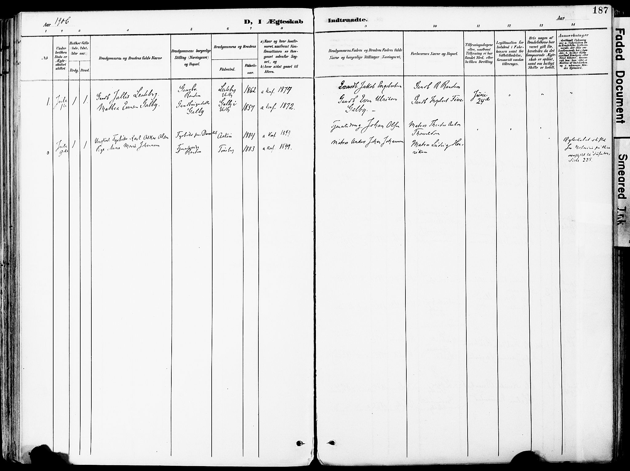 Vestby prestekontor Kirkebøker, SAO/A-10893/F/Fa/L0010: Parish register (official) no. I 10, 1900-1926, p. 187