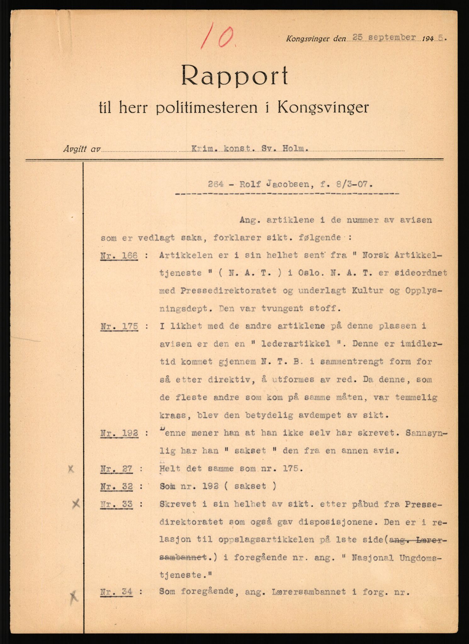 Landssvikarkivet, Kongsvinger politikammer, RA/S-3138-08/Da/L0055/0797: Saker / Anr. 555/45, 1945-1946, p. 45
