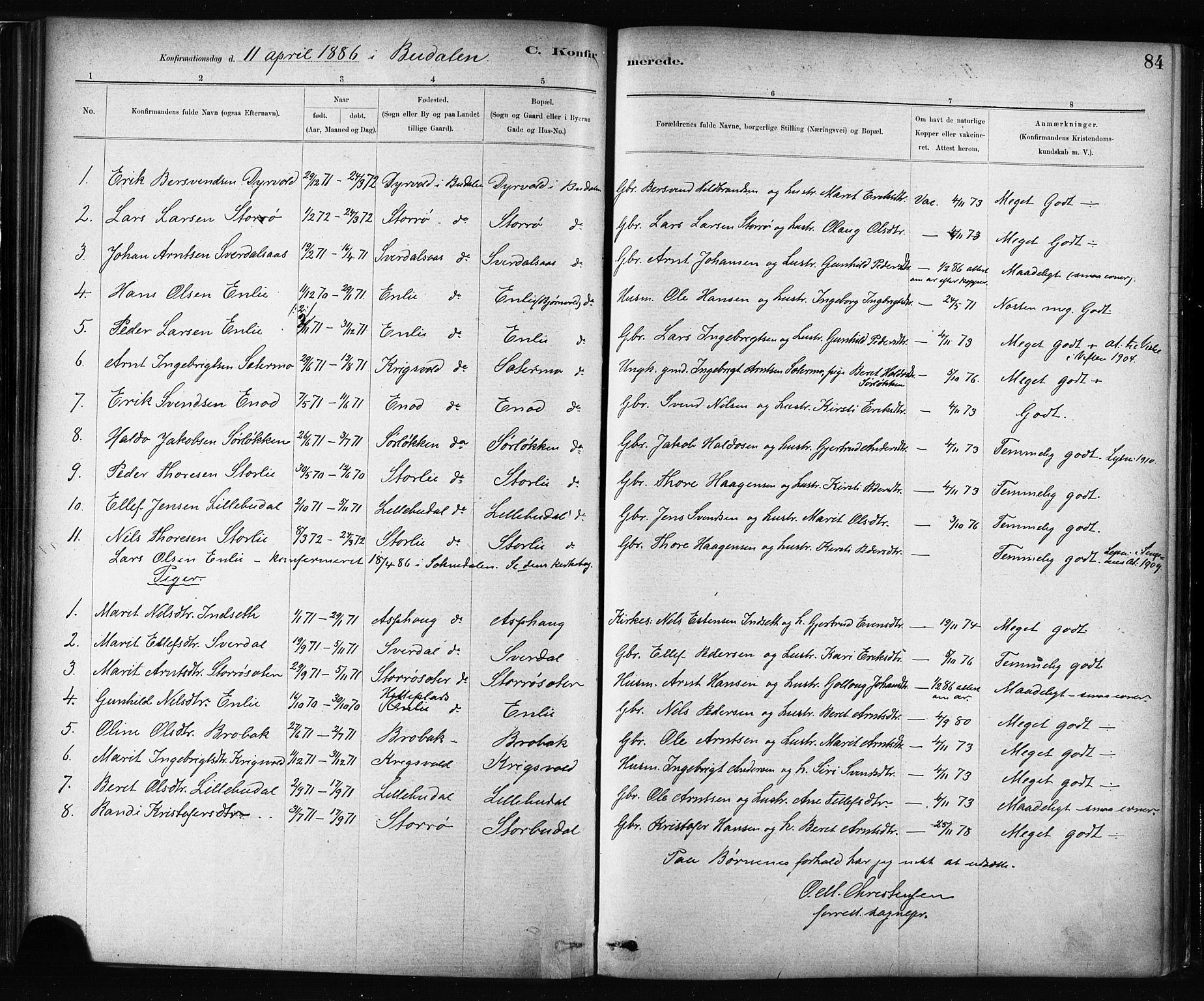 Ministerialprotokoller, klokkerbøker og fødselsregistre - Sør-Trøndelag, AV/SAT-A-1456/687/L1002: Parish register (official) no. 687A08, 1878-1890, p. 84