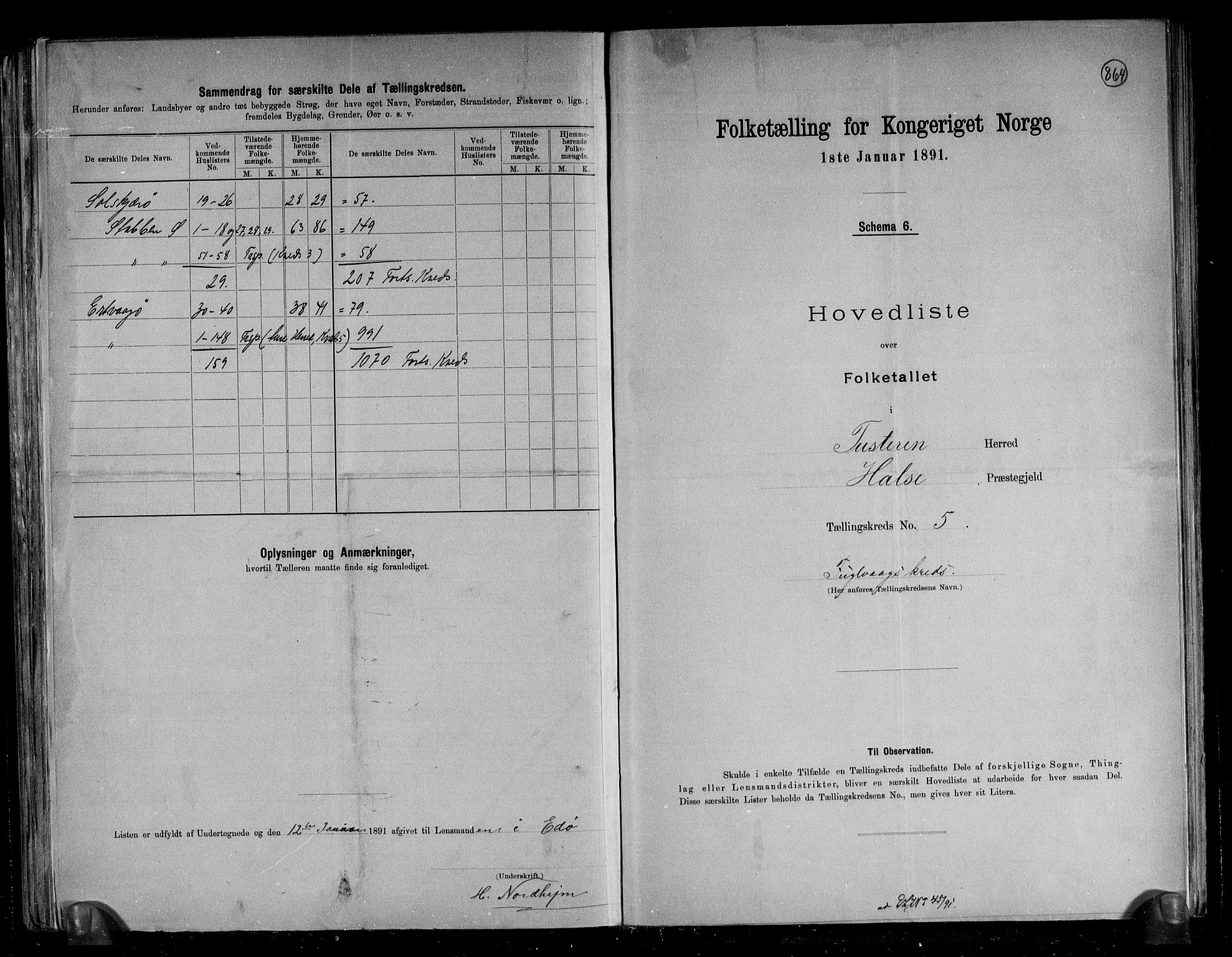 RA, 1891 census for 1572 Tustna, 1891, p. 14