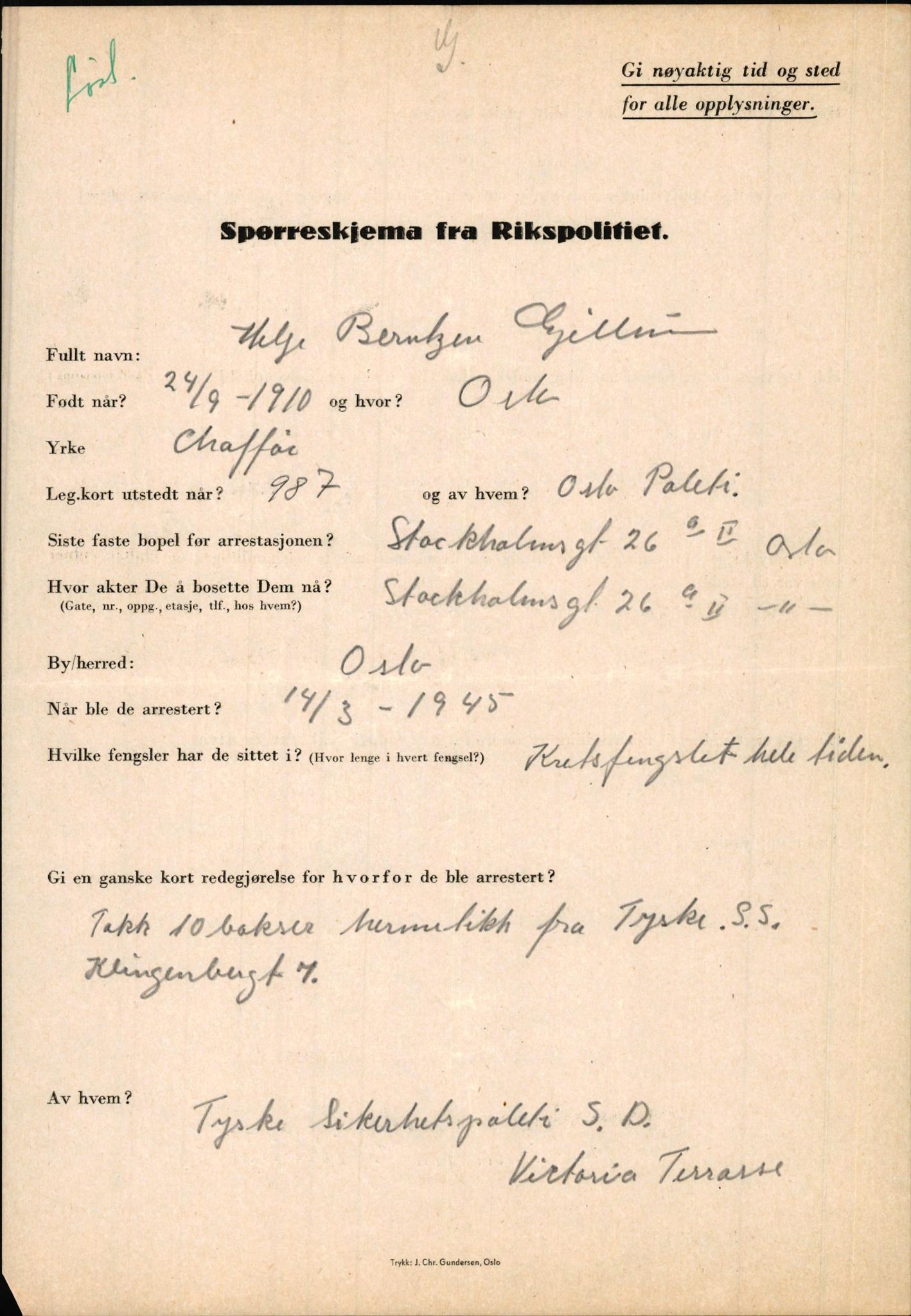 Rikspolitisjefen, AV/RA-S-1560/L/L0005: Gidske, Peder Martin -  Hansell, Georg, 1940-1945, p. 49