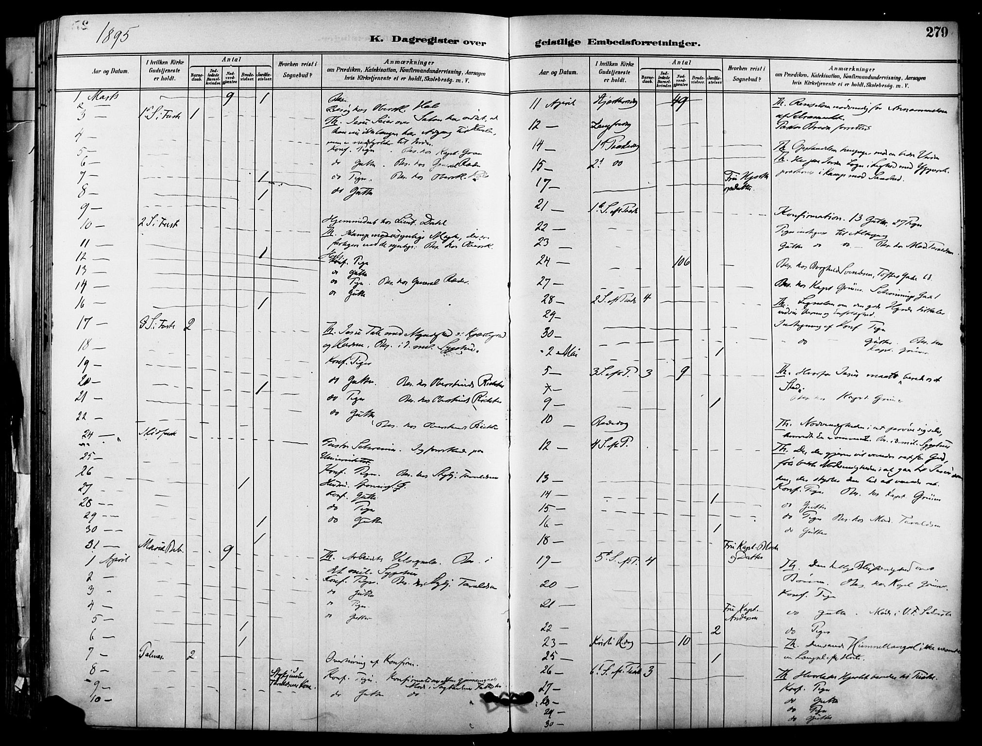 Garnisonsmenigheten Kirkebøker, SAO/A-10846/F/Fa/L0013: Parish register (official) no. 13, 1894-1904, p. 279