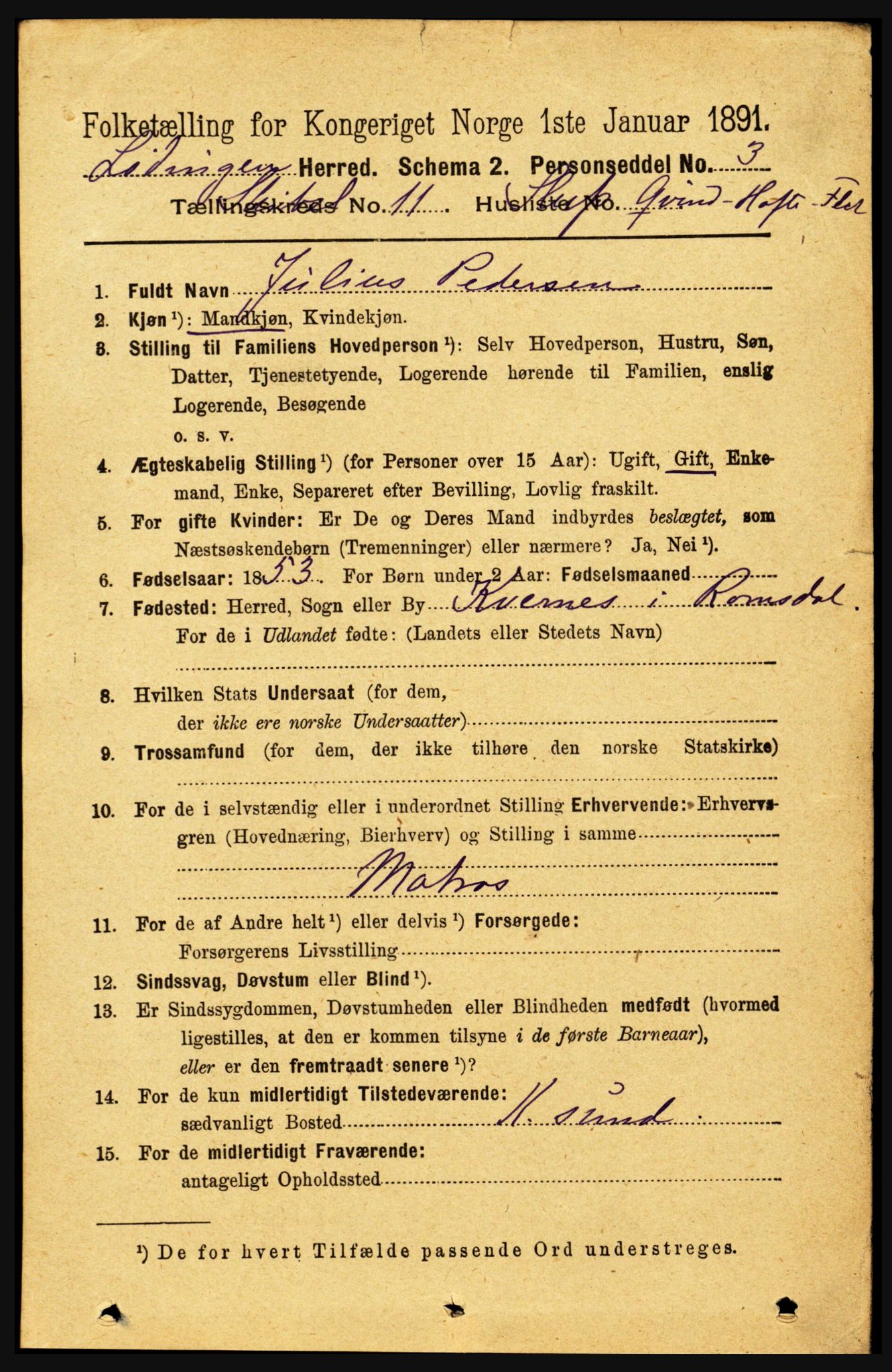 RA, 1891 census for 1851 Lødingen, 1891, p. 3962