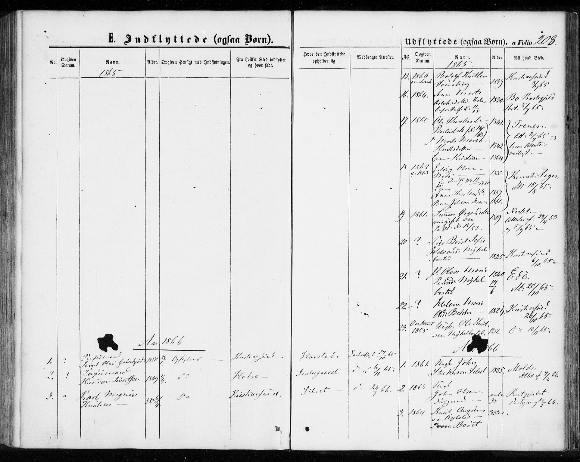 Ministerialprotokoller, klokkerbøker og fødselsregistre - Møre og Romsdal, SAT/A-1454/584/L0965: Parish register (official) no. 584A05, 1857-1868, p. 208