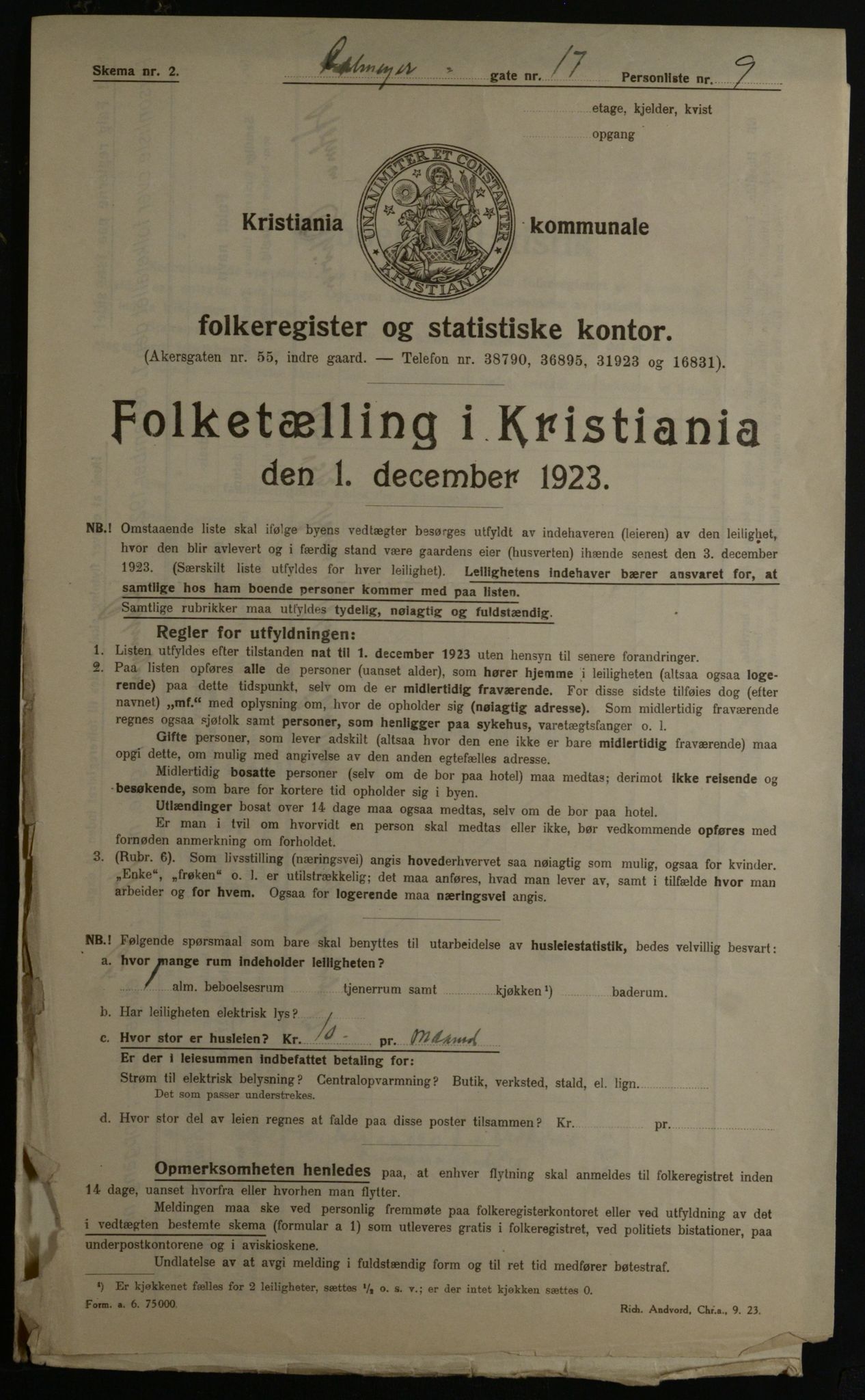 OBA, Municipal Census 1923 for Kristiania, 1923, p. 12763