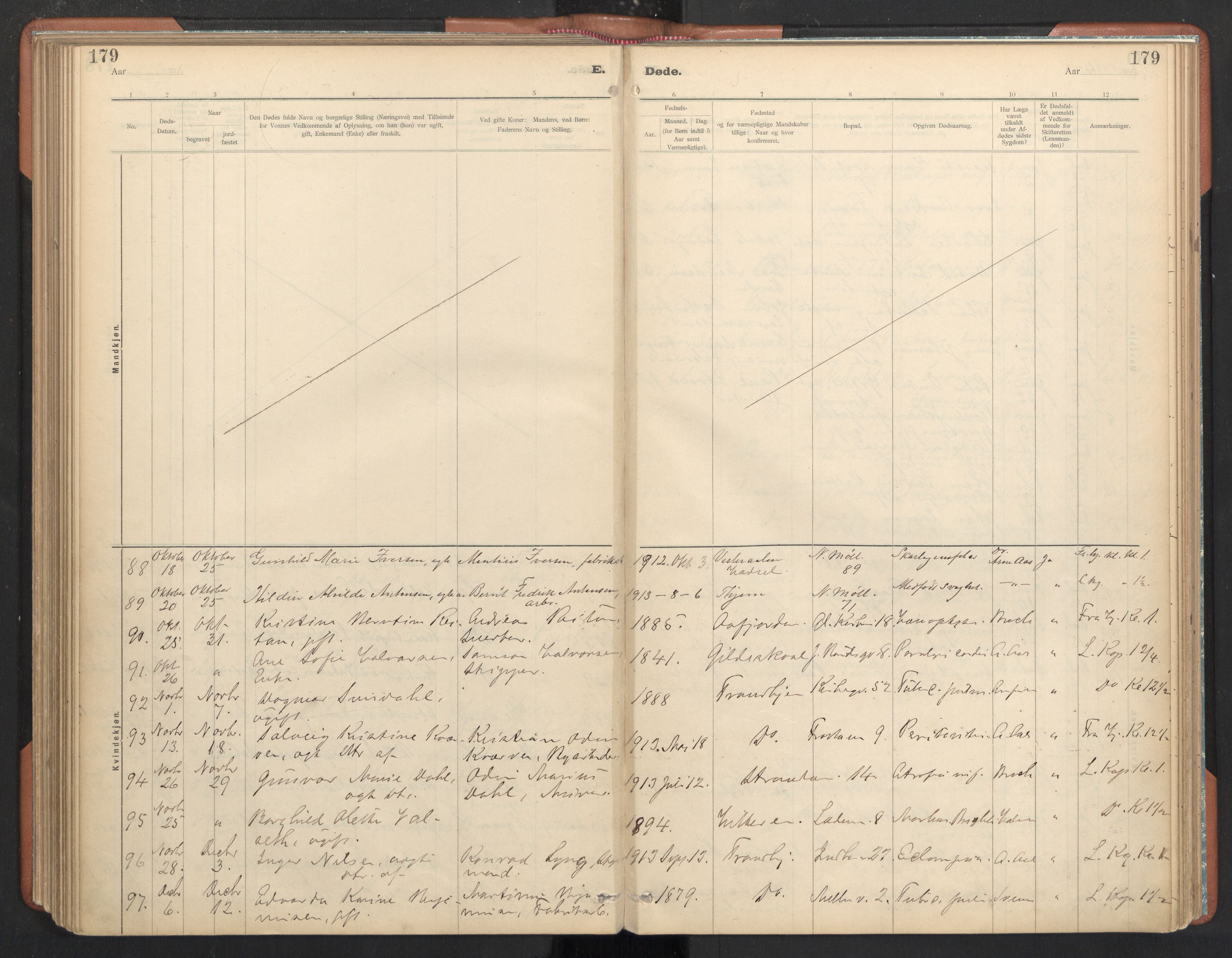 Ministerialprotokoller, klokkerbøker og fødselsregistre - Sør-Trøndelag, AV/SAT-A-1456/605/L0244: Parish register (official) no. 605A06, 1908-1954, p. 179