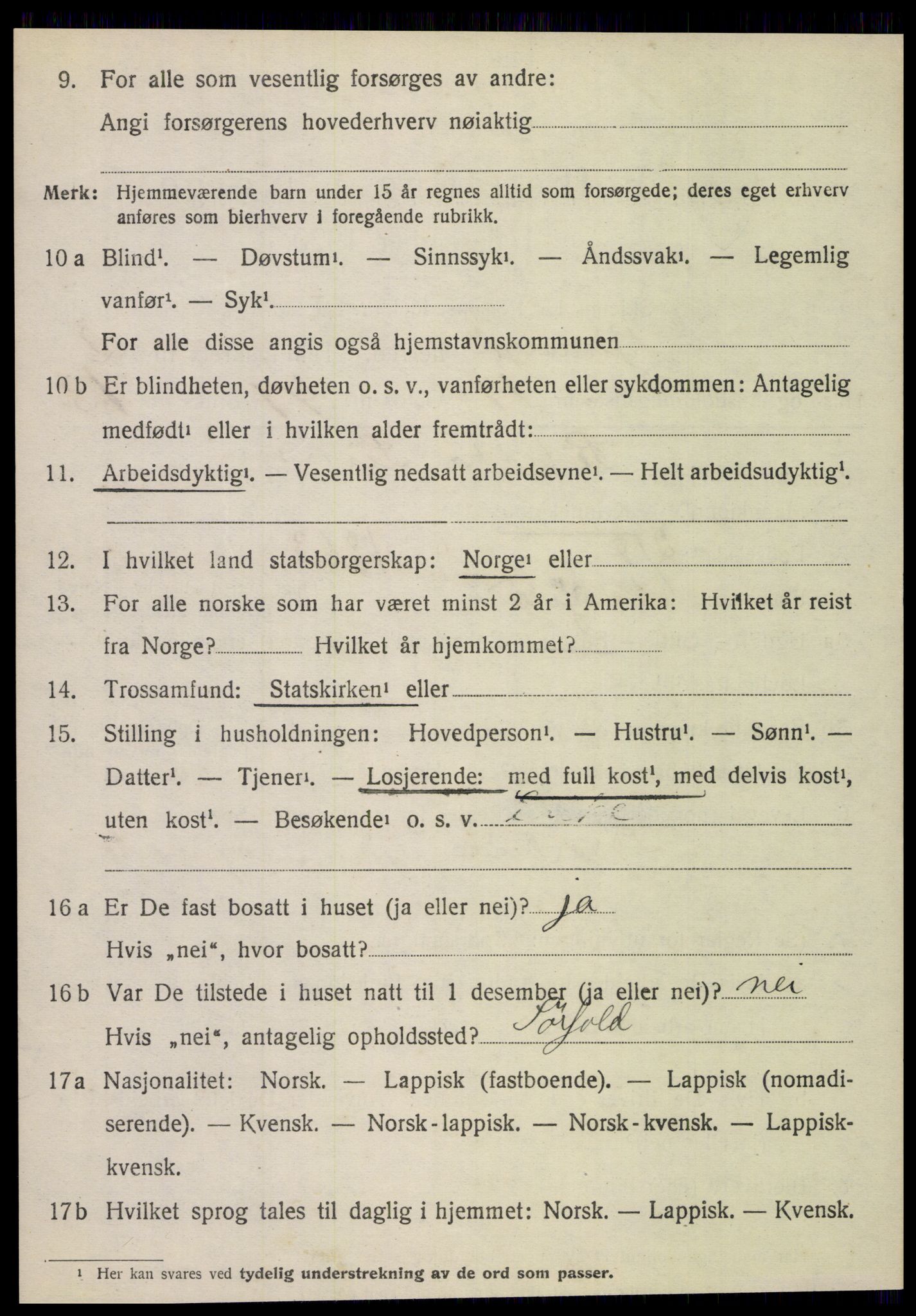 SAT, 1920 census for Kjerringøy, 1920, p. 1018