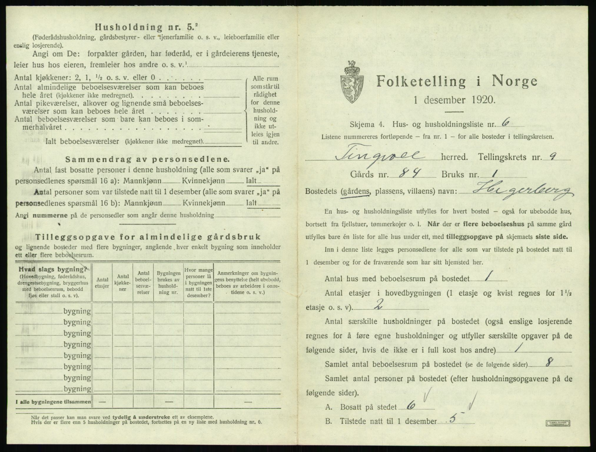 SAT, 1920 census for Tingvoll, 1920, p. 710