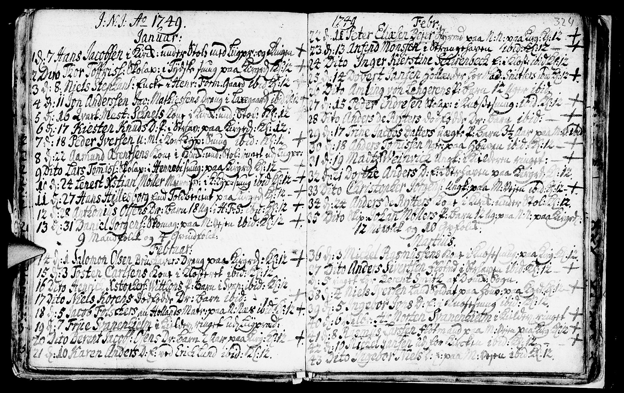 Nykirken Sokneprestembete, SAB/A-77101/H/Haa/L0009: Parish register (official) no. A 9, 1689-1759, p. 324